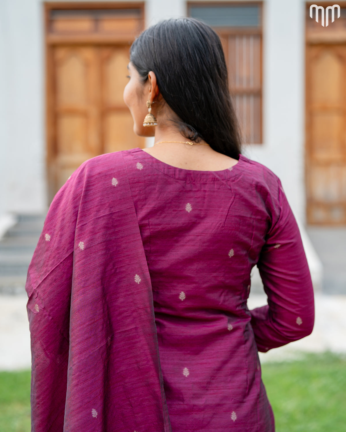 Banarasi Brocade Magenta Maternity Kurti Set with top cotton lining