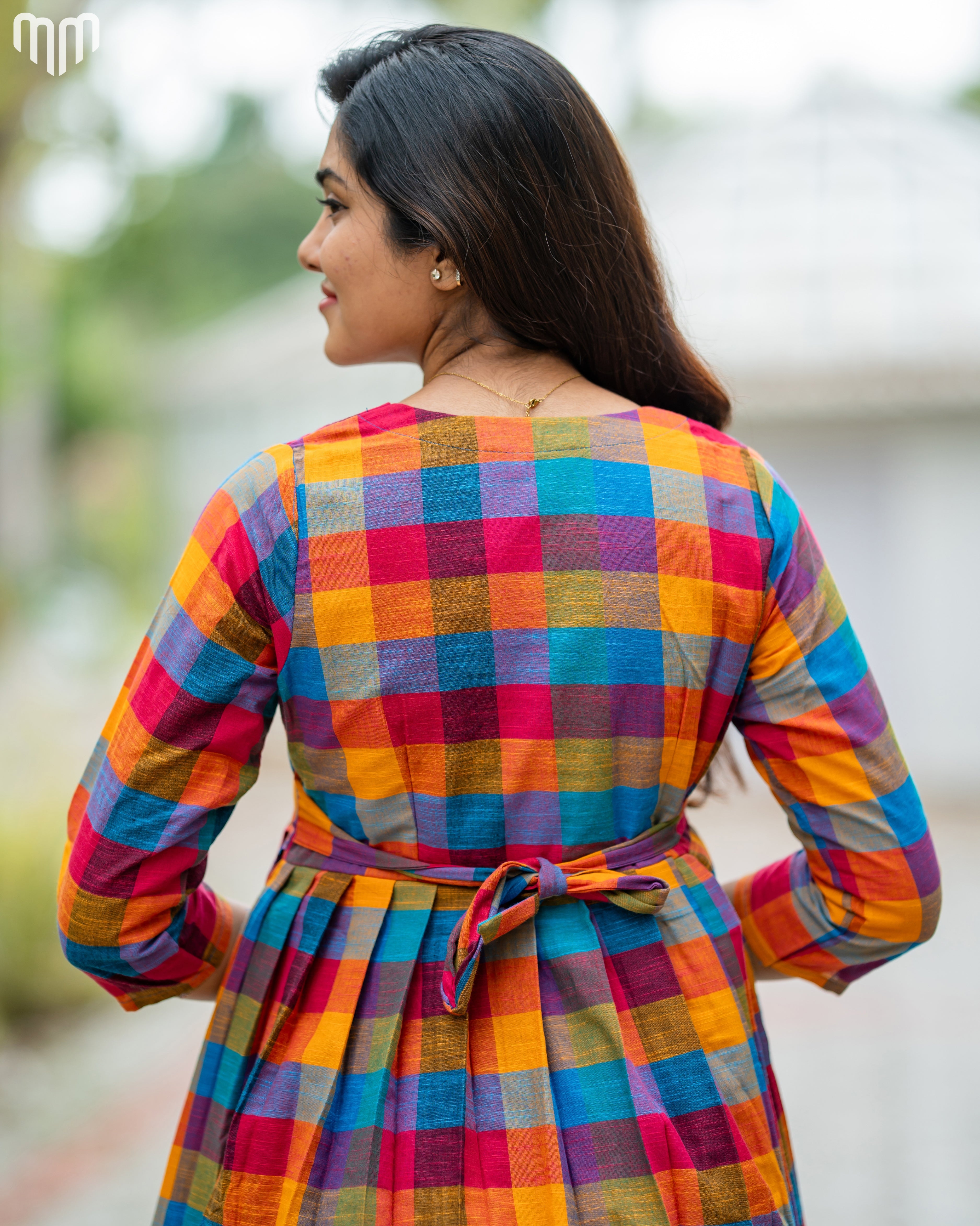 Madras Checks Maternity Crop Top