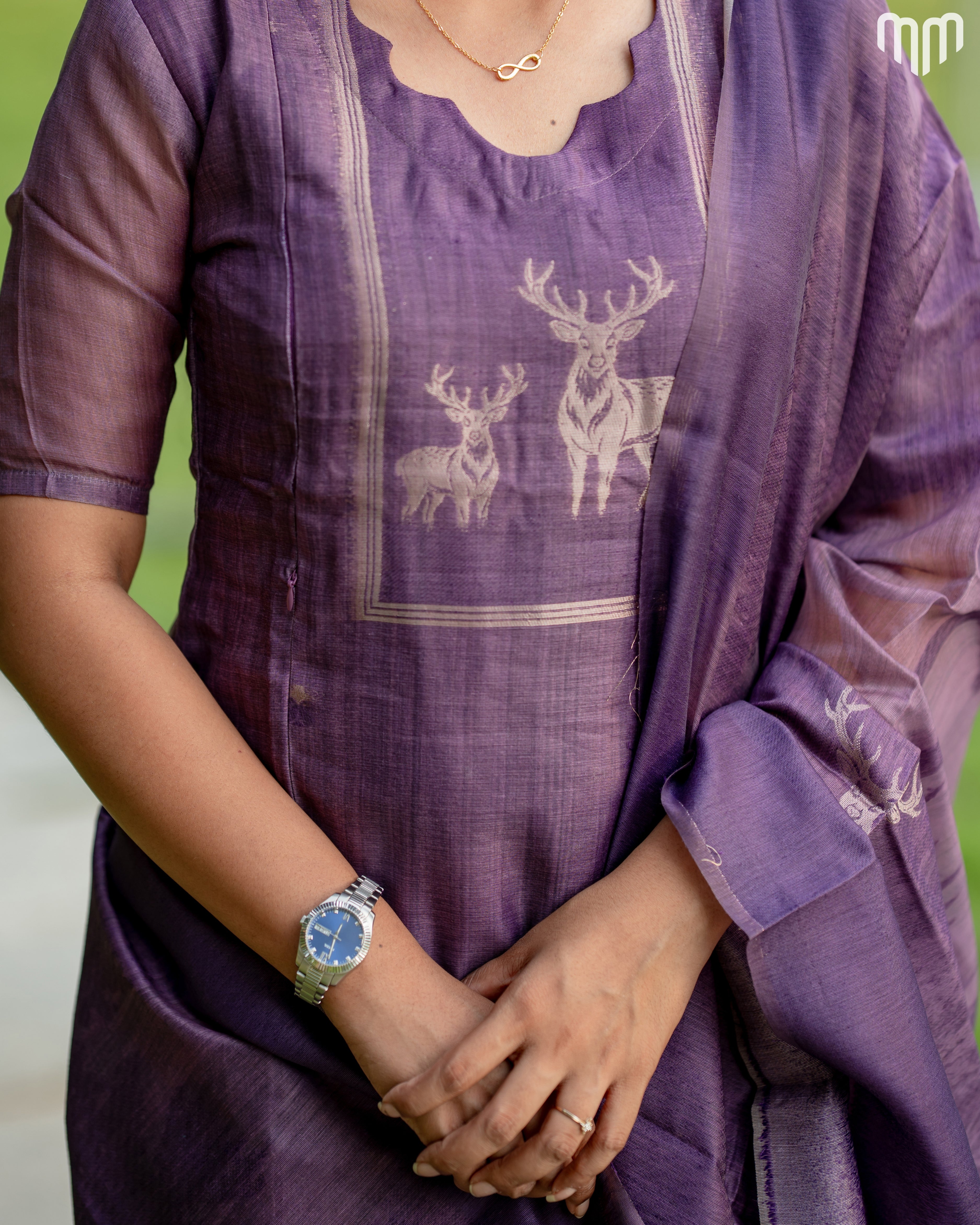 De_Purple Maternity Kurti Set - Top & Dupatta