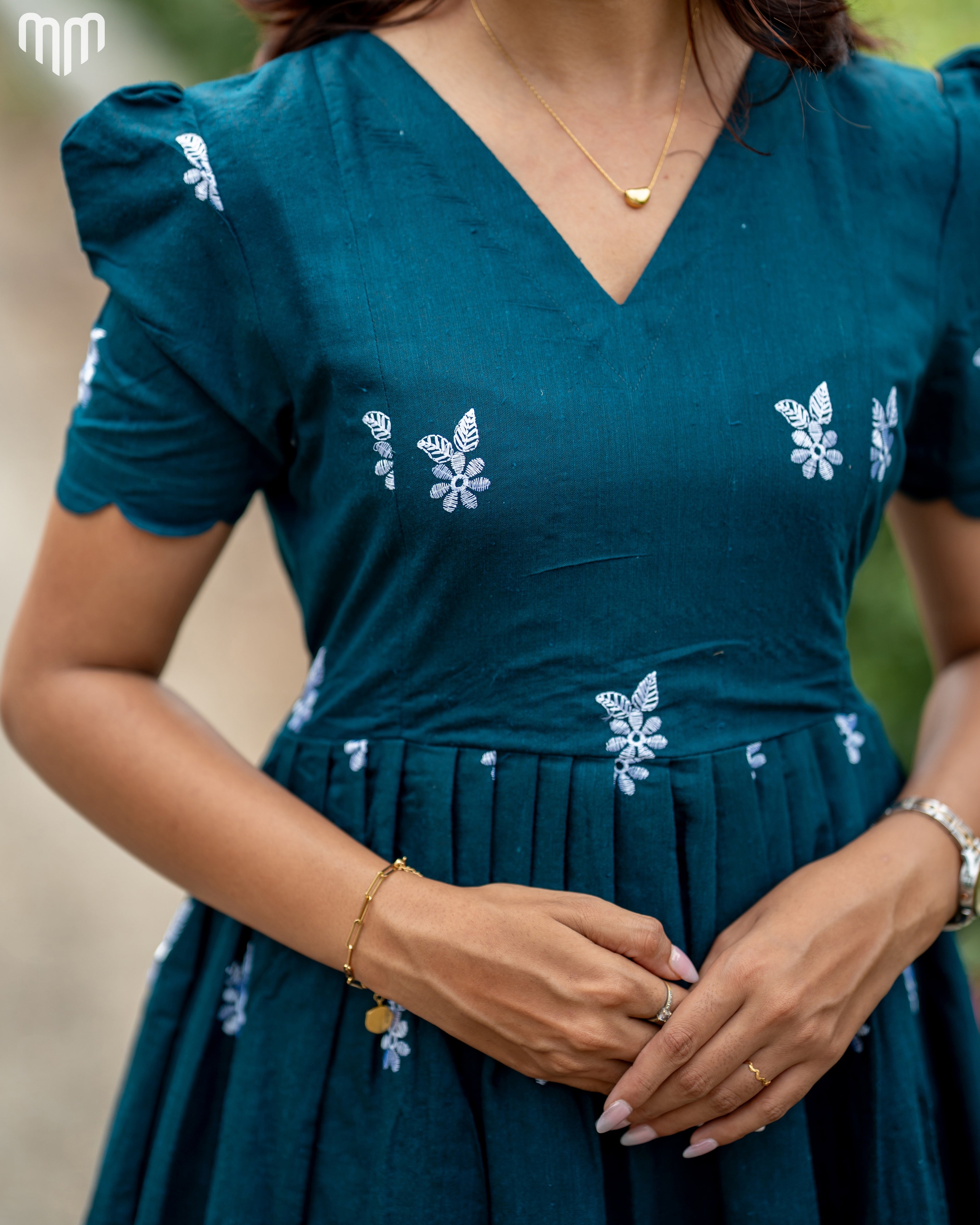 Teal Floret Maternity Maxi