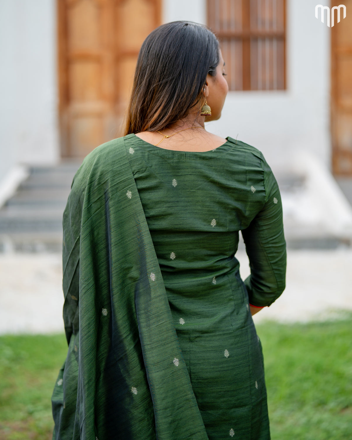 Banarasi Brocade Dark olive green Maternity Kurti Set with top cotton lining
