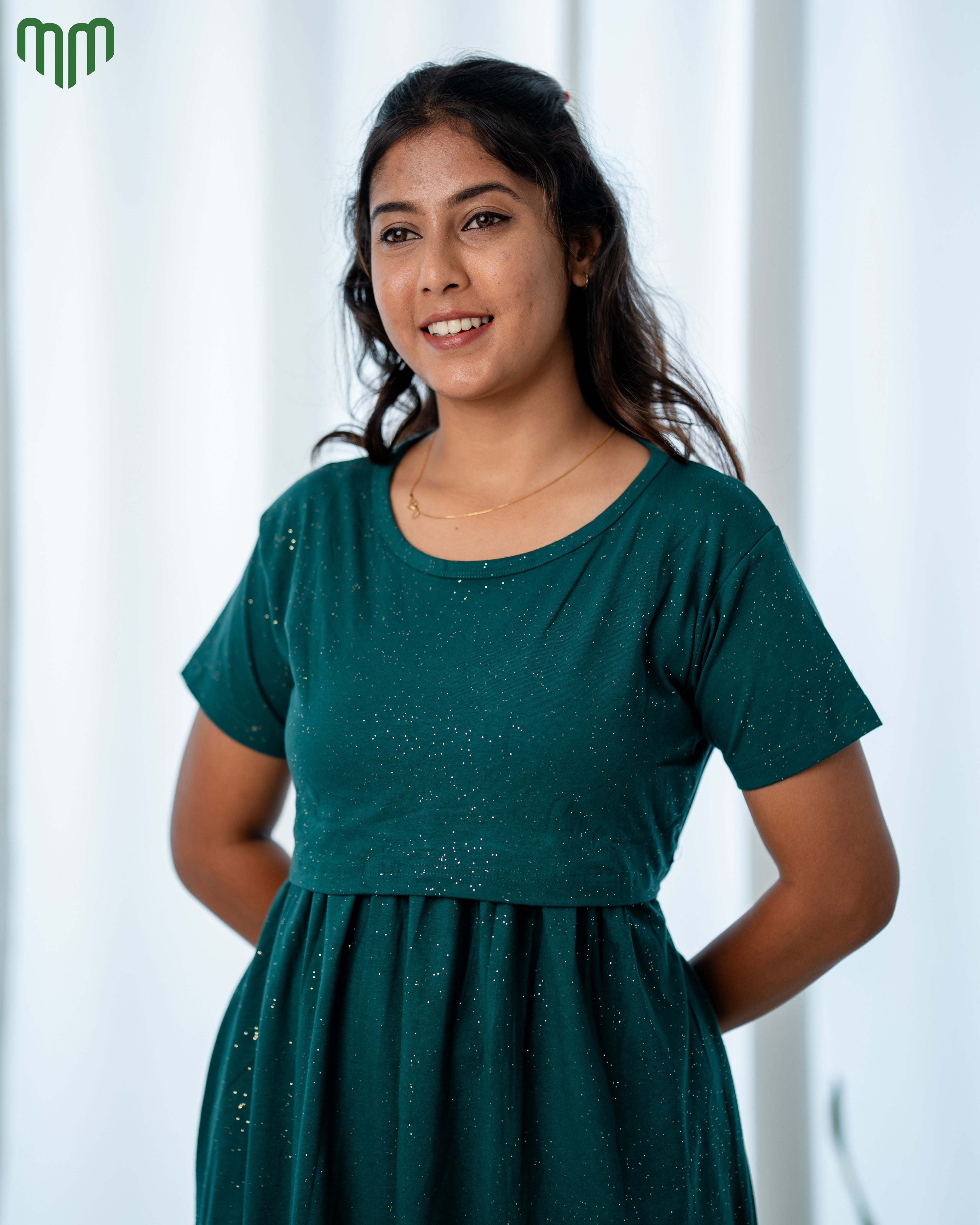 Glitter Green Zipless Maternity Loungewear – Full Length