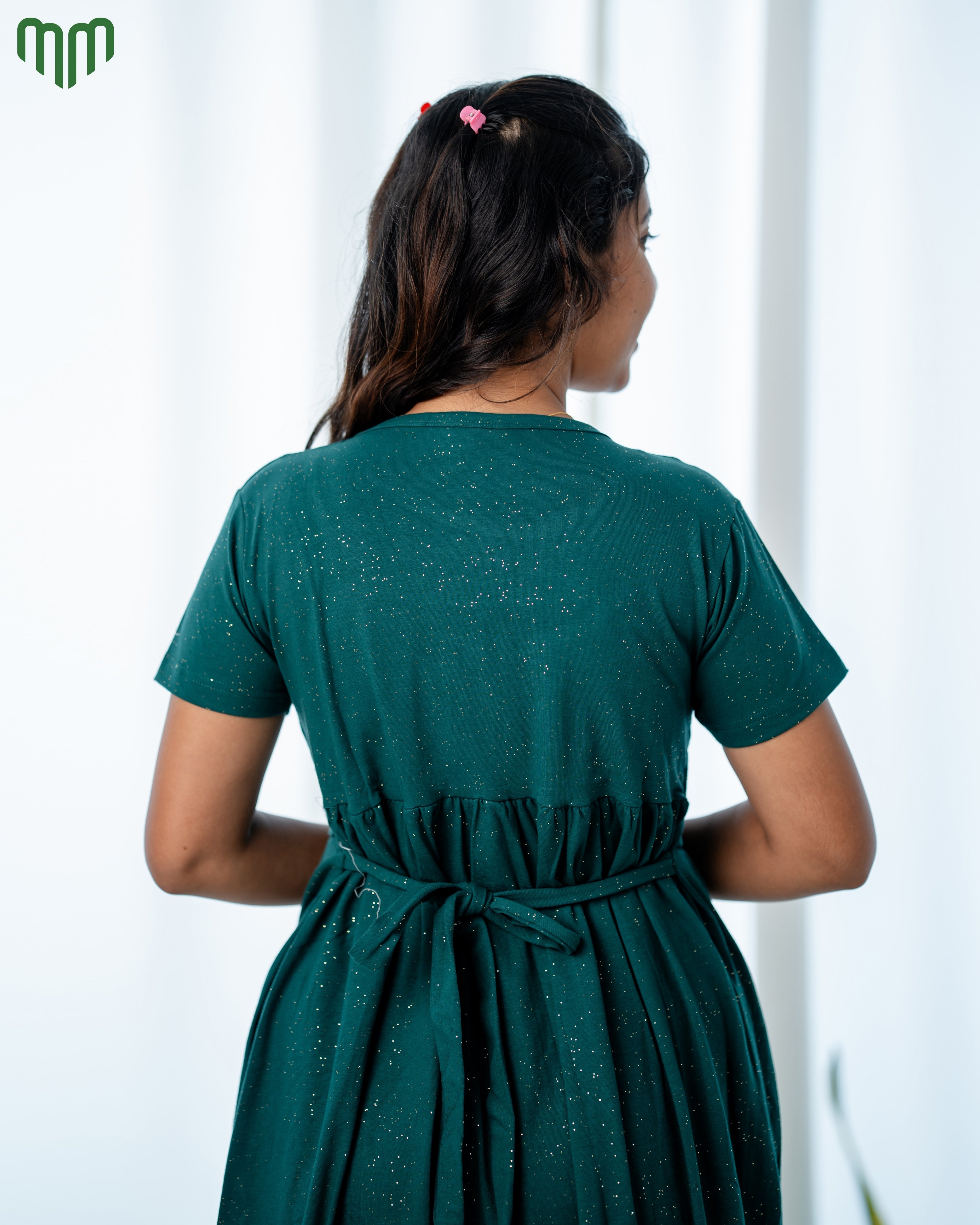 Glitter Green Zipless Maternity Loungewear – Full Length