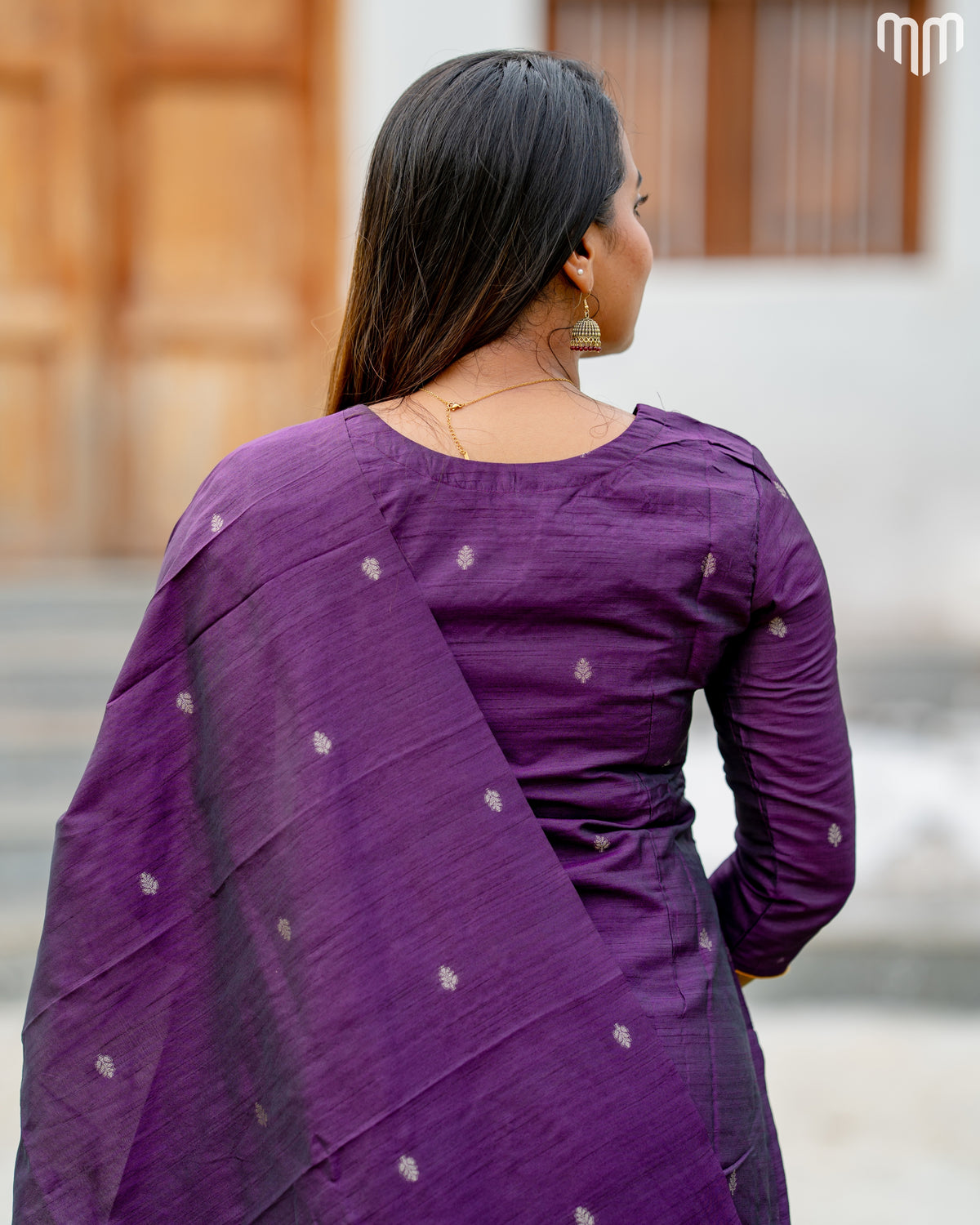 Banarasi Brocade Plum purple Maternity Kurti Set with top cotton lining