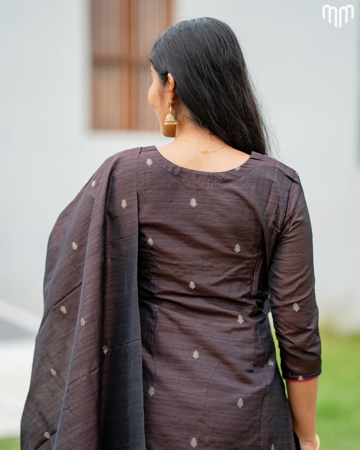 Banarasi BrocadeSmoky brown Maternity Kurti Set with top cotton lining