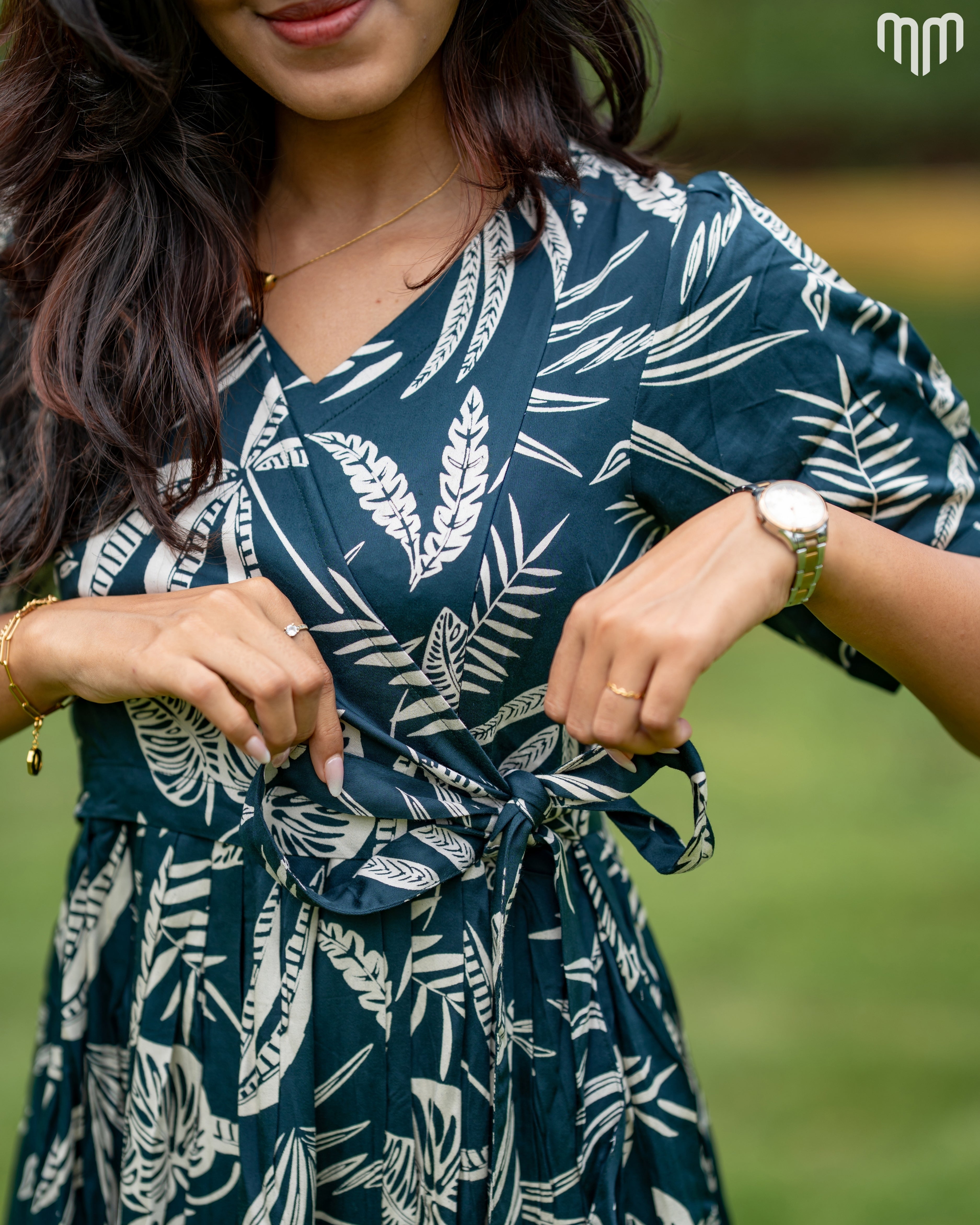 Green Wrap Maternity Maxi