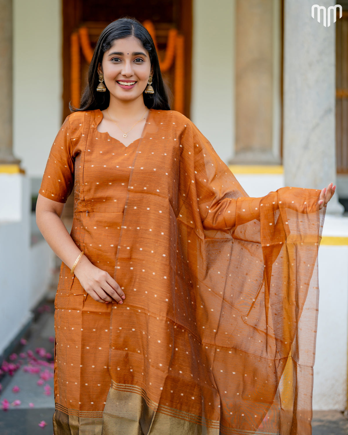 Vainavi Copper Fancy Maternity Kurti Set with top cotton lining