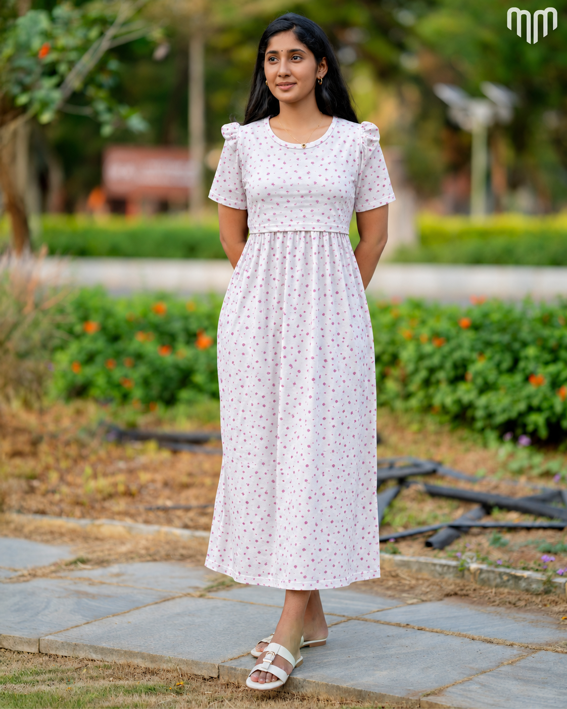 White Petite Bloom Zipless Maternity Loungewear – Full Length
