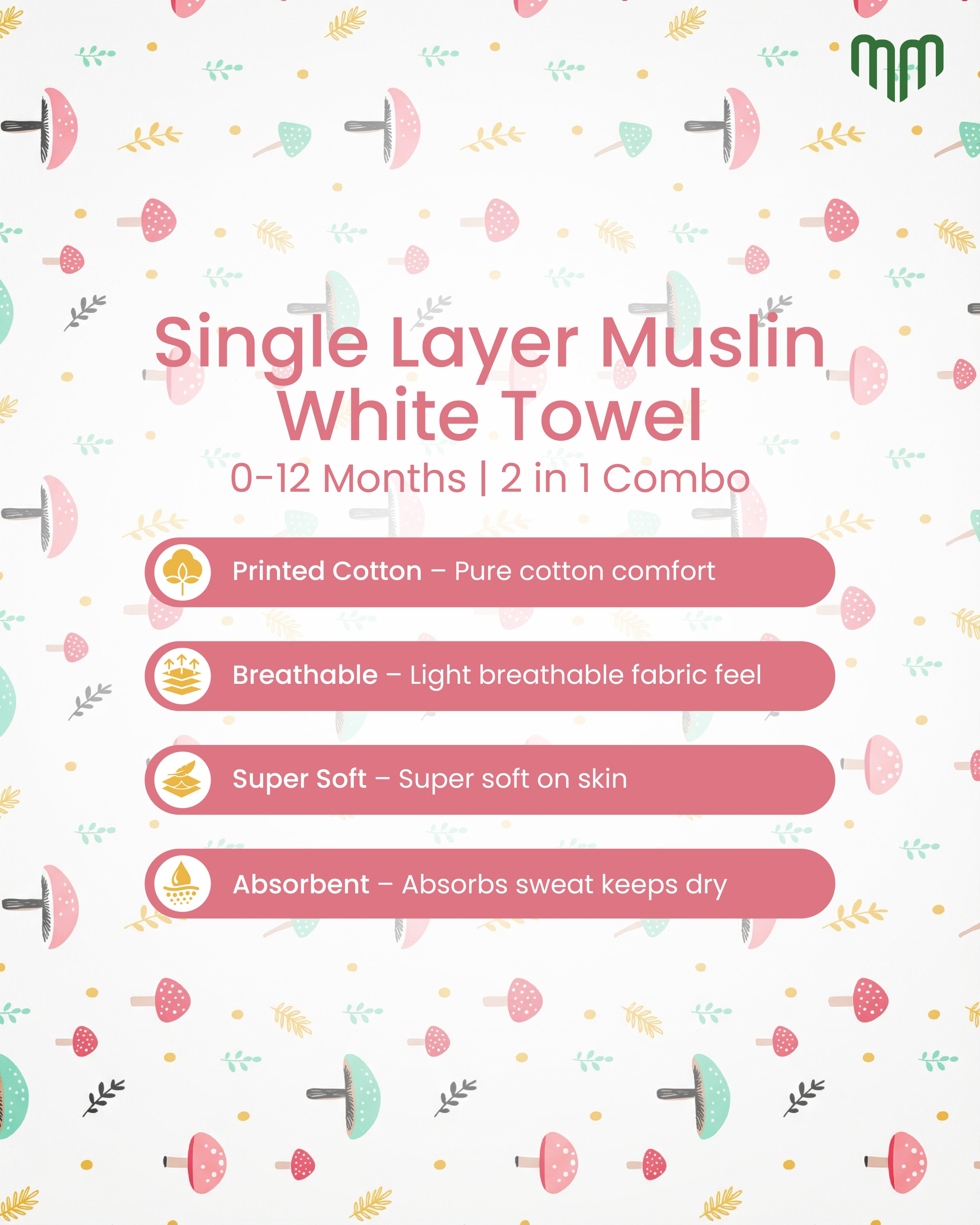 Little Mushroom - Muslin Cotton Swaddle