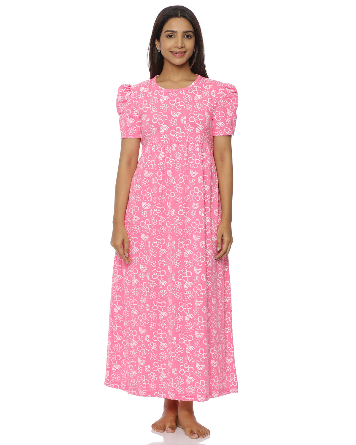 Pink-Bloom Casual Loungewear - Full Length