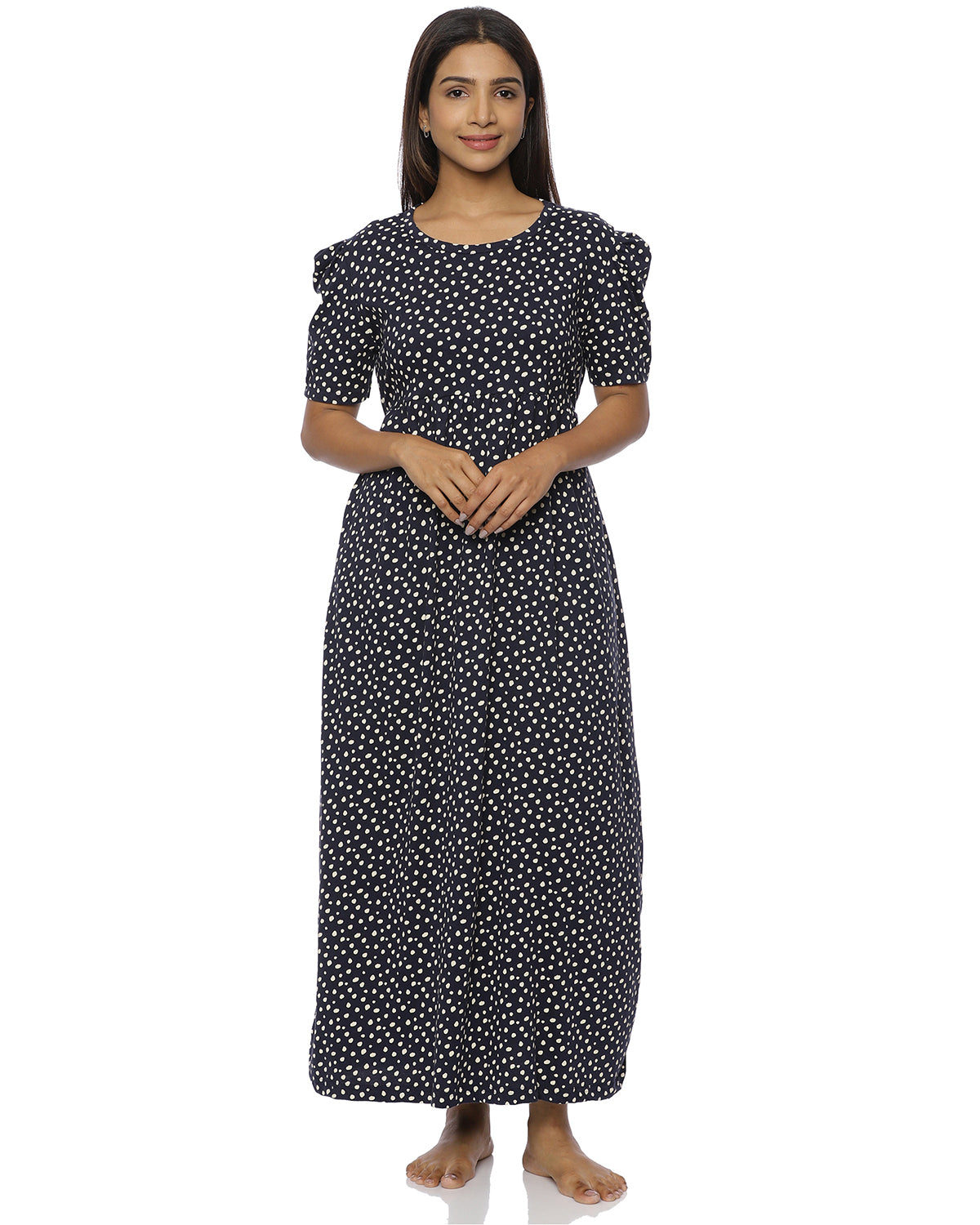 Laya | Casual Non-Maternity Loungewear - Puff Sleeve | Full Length