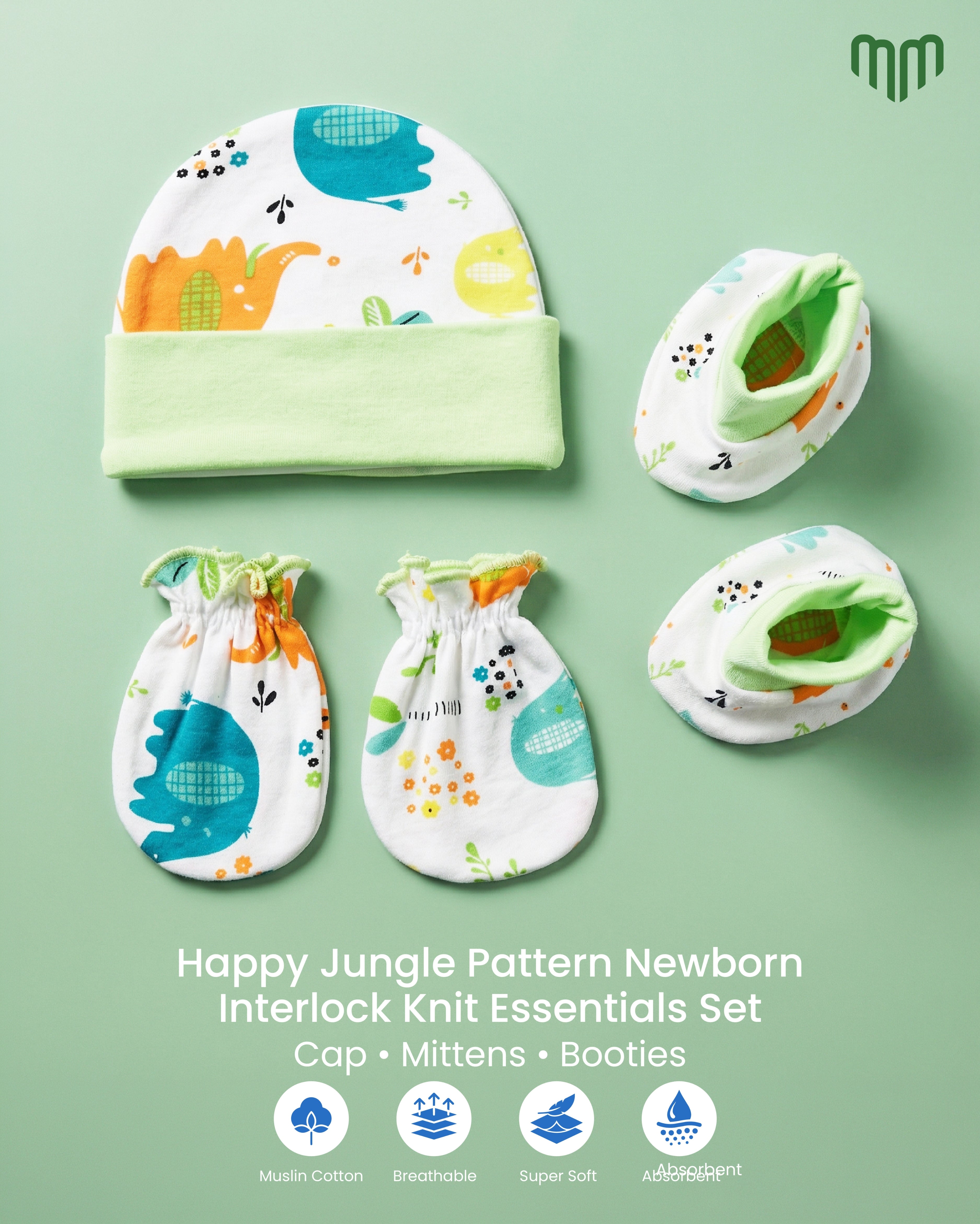 Cap, Mittens and Booties - Pack of 2