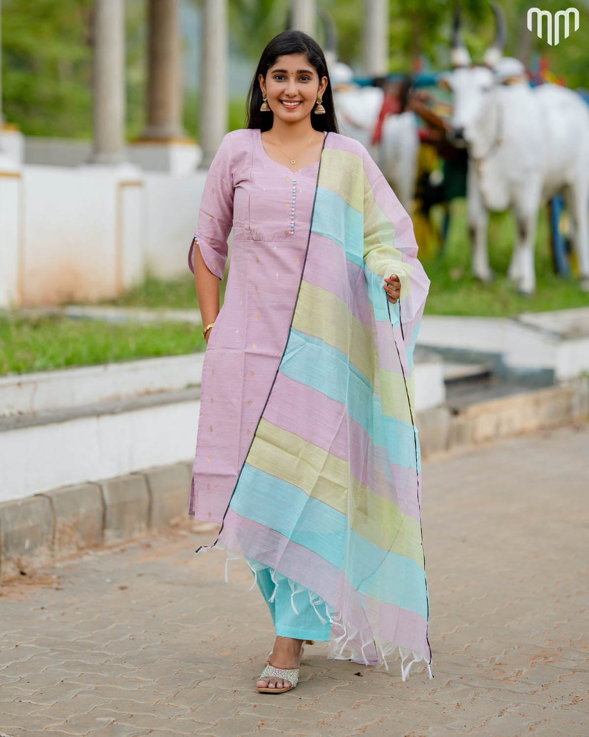 Swara lilac Premium Raw Silk Maternity Kurti Set with top cotton lining