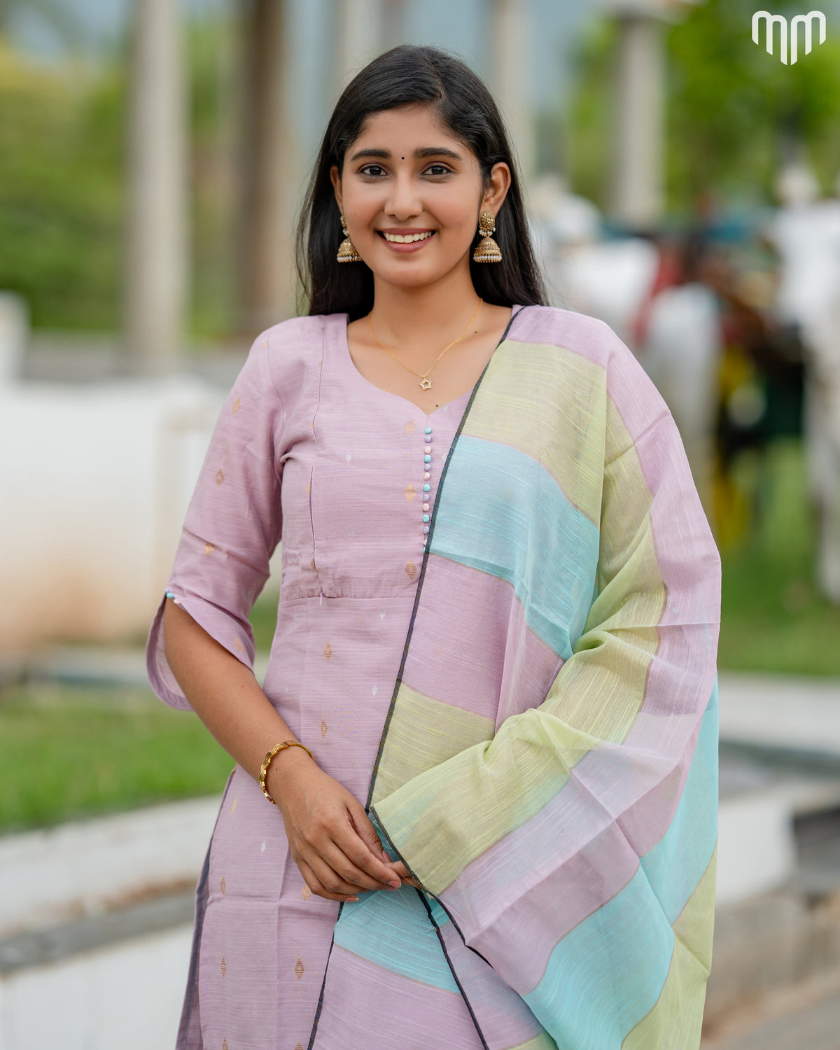Swara lilac Premium Raw Silk Maternity Kurti Set with top cotton lining