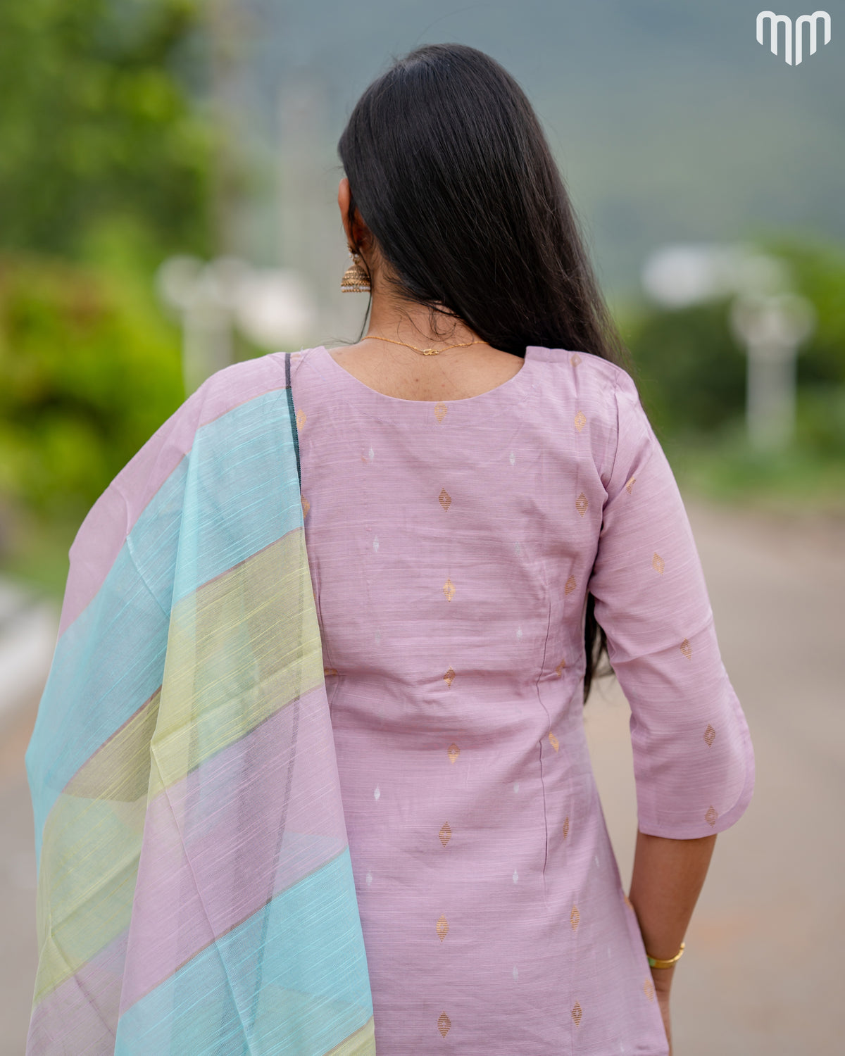 Swara lilac Premium Raw Silk Maternity Kurti Set with top cotton lining