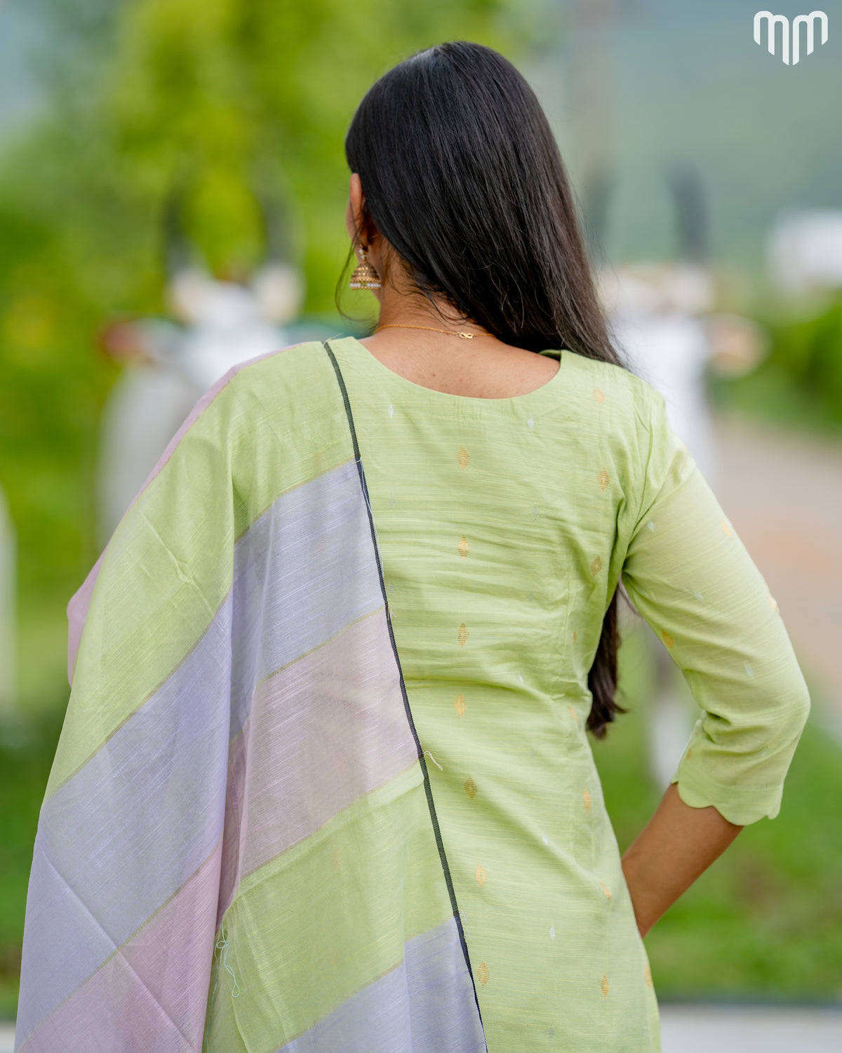 Swara Pistachio green Premium Raw Silk Maternity Kurti Set with top cotton lining
