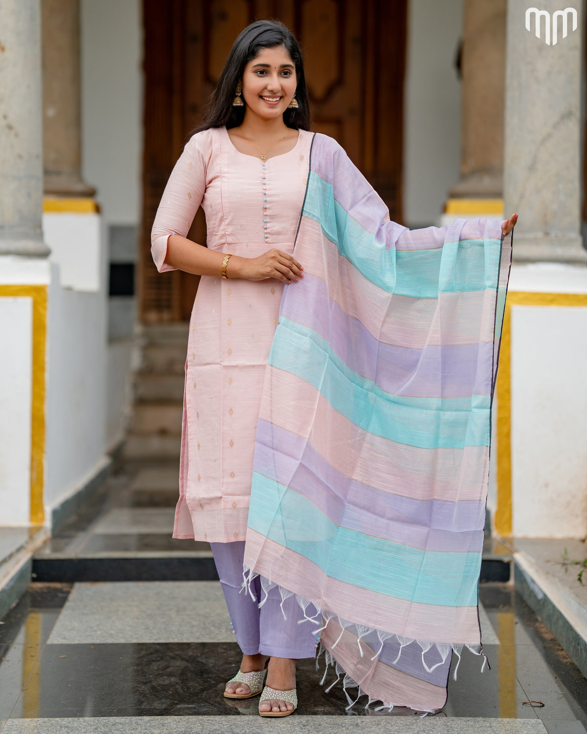 Swara Blush pink Premium Raw Silk Maternity Kurti Set with top cotton lining