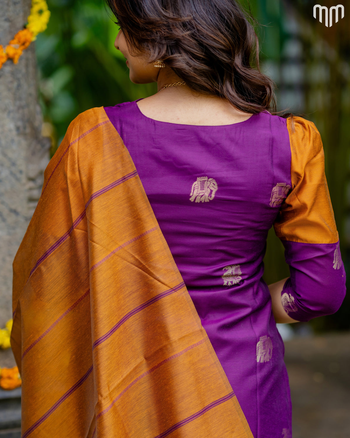 Vaaranam_Magenta Gajam Butta Silk Maternity Kurti Set with top cotton lining