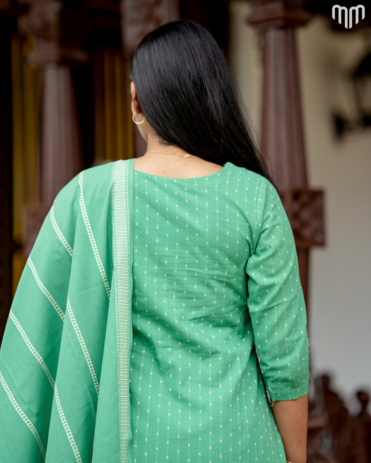 Vismaya Sea green Handloom Cotton Maternity Kurti Set with Top Cotton Lining