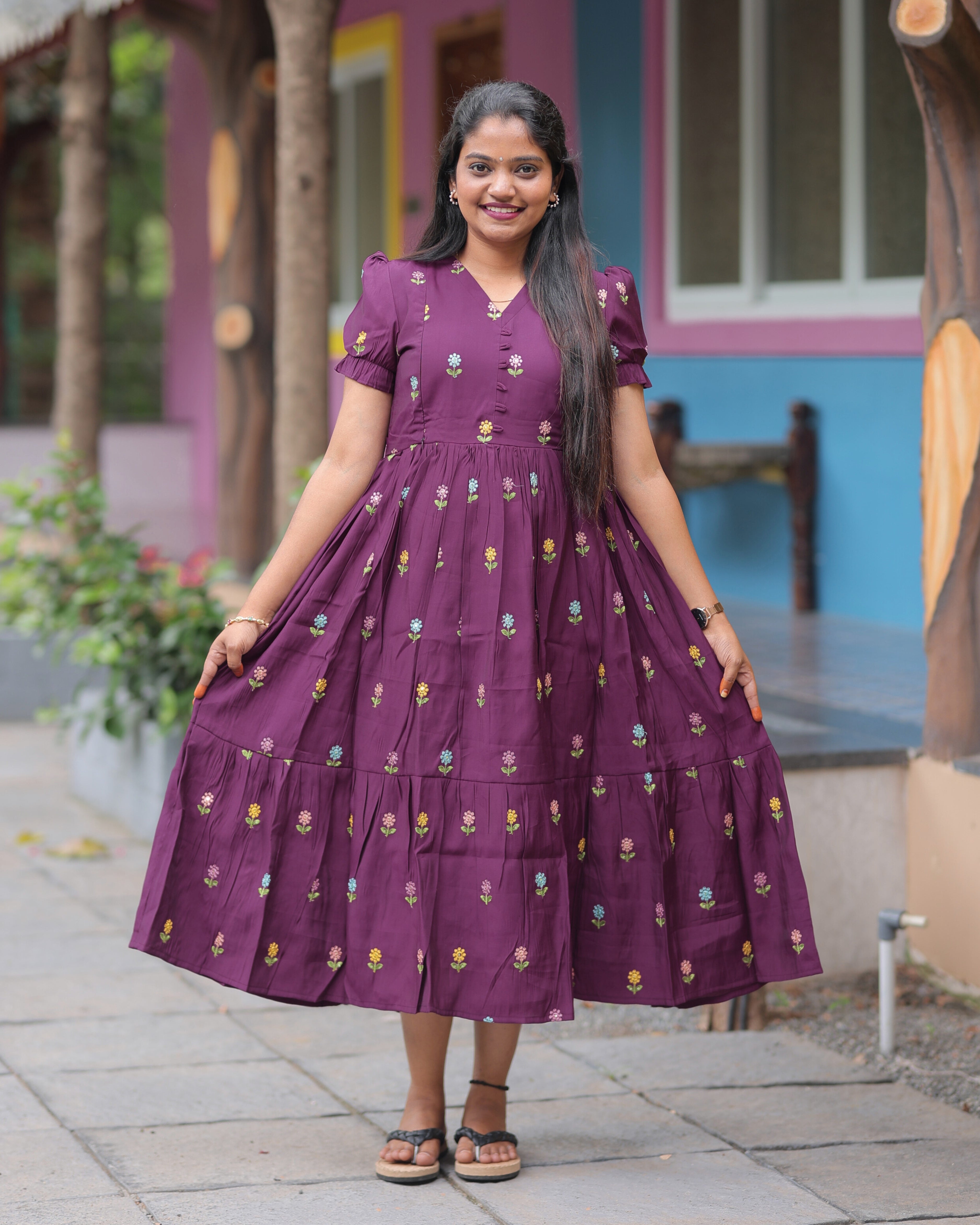 Roman Silk _V1 Maternity Maxi