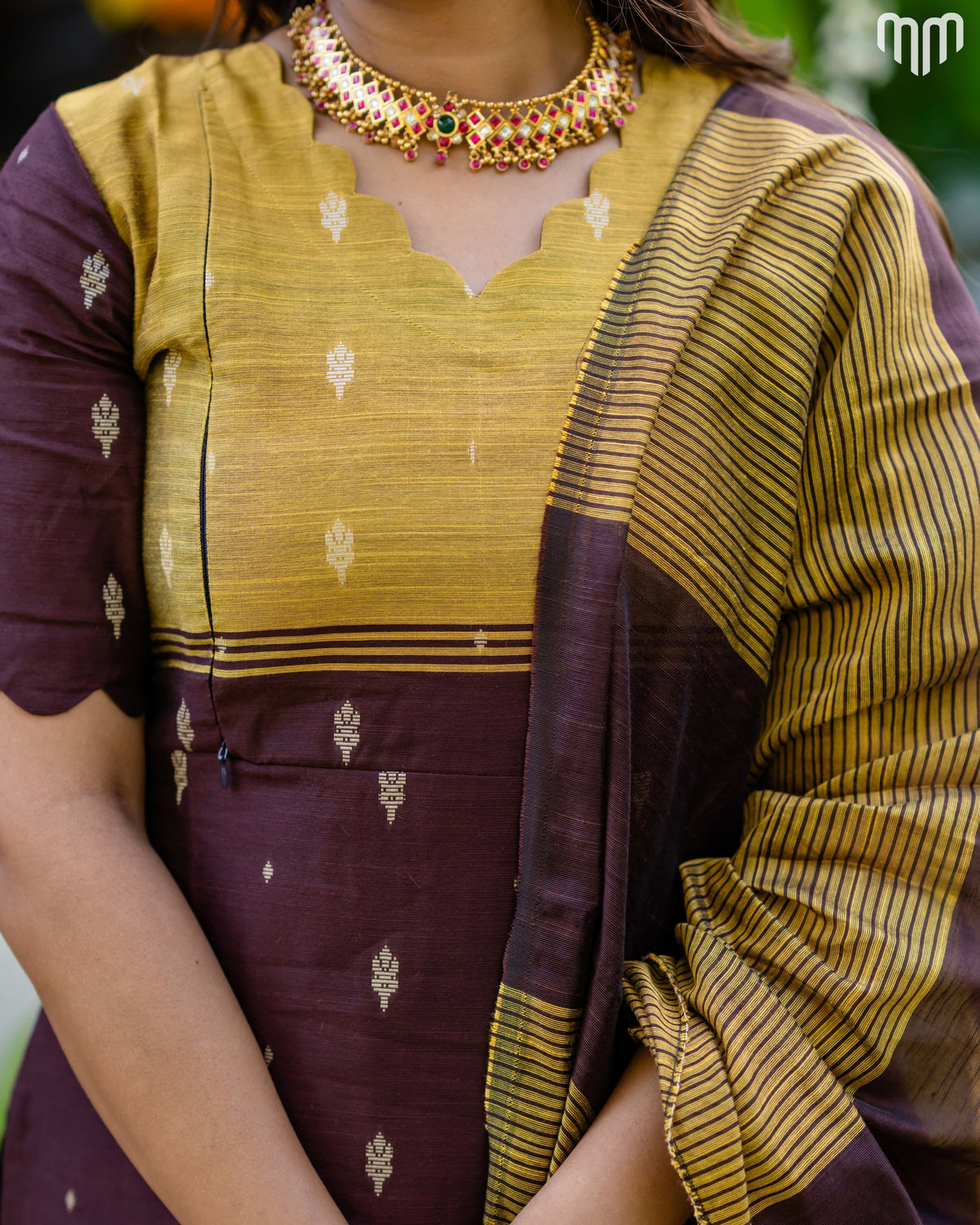 Mullai_V3 Premium Raw Silk Maternity Kurti Set with top cotton lining