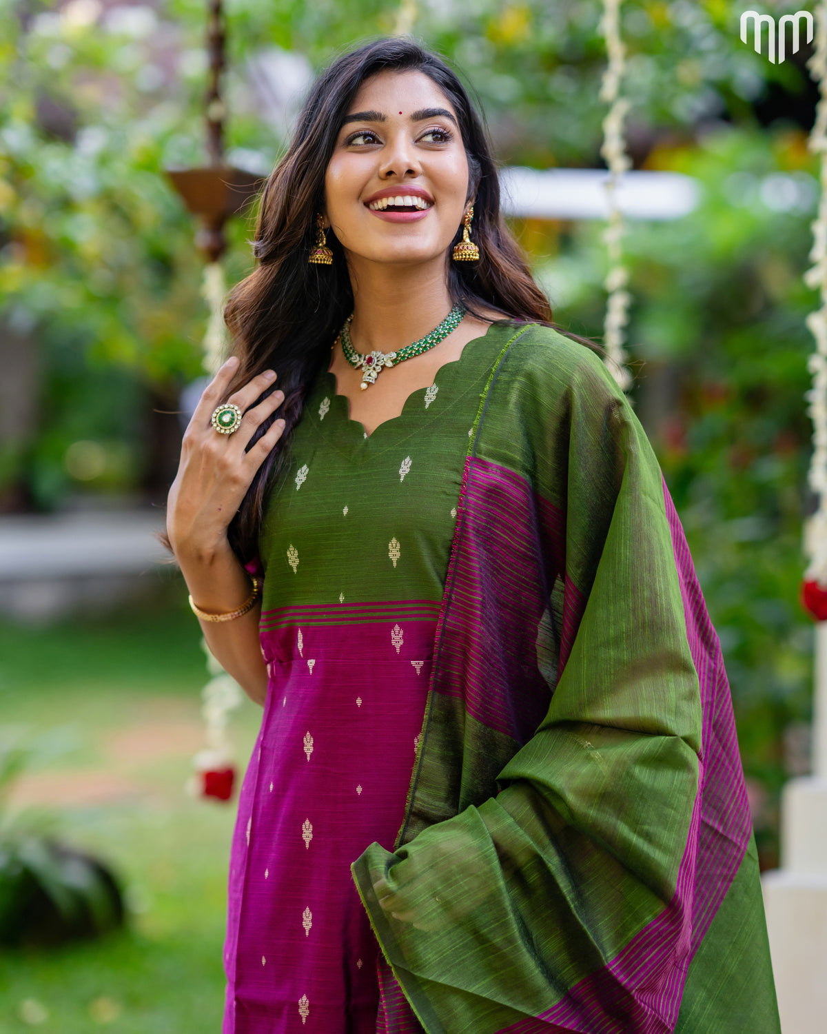 Mullai_V1 Premium Raw Silk Maternity Kurti Set with top cotton lining