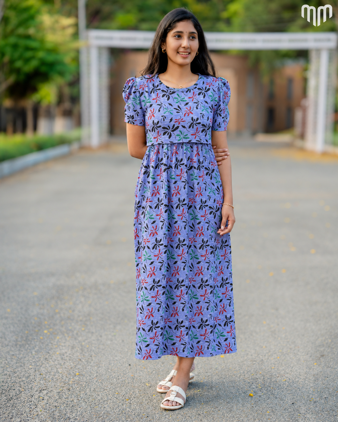 Periwinkle Petals Zipless Maternity Loungewear – Full Length