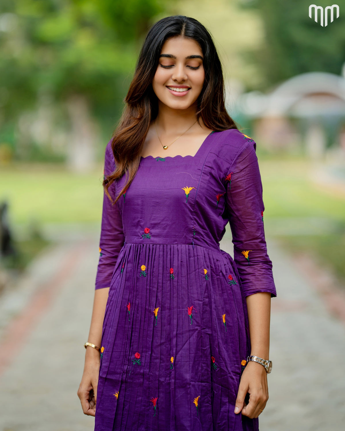 Niram_Magenta Chanderi Maternity Maxi with Full Cotton Lining - product image 2 | MMWEAR