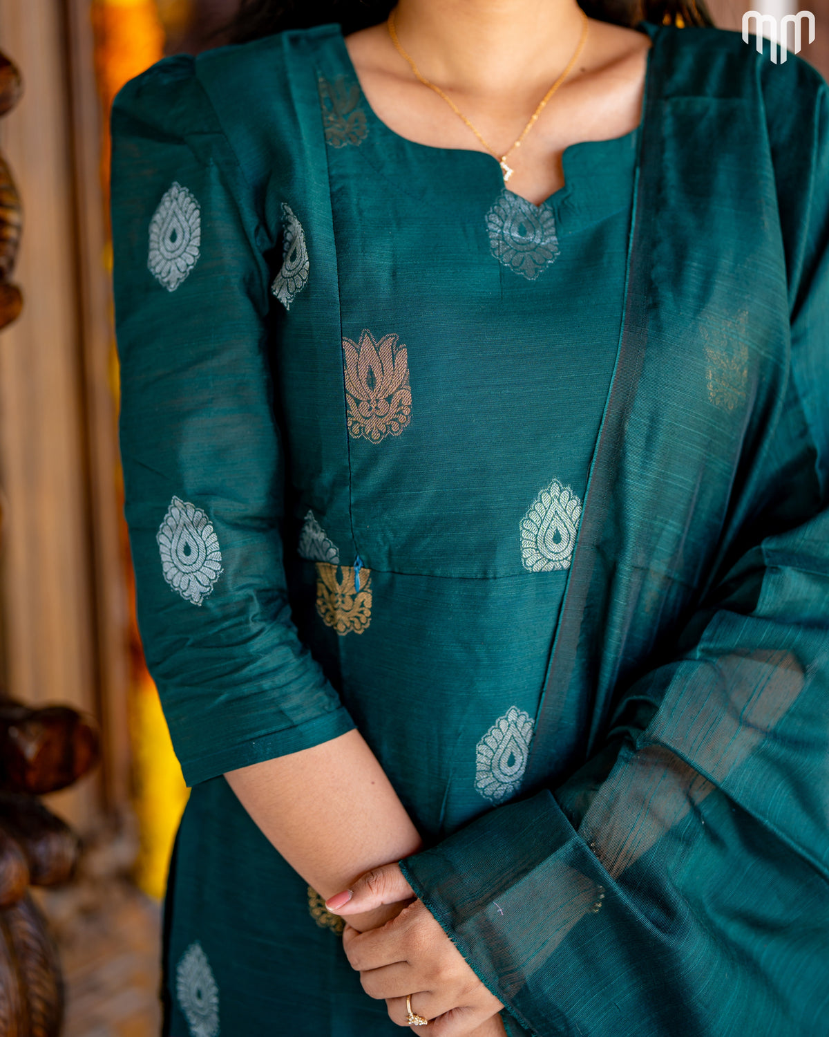 Ezhil_V2 Premium Raw Silk Maternity Kurti Set with top cotton lining