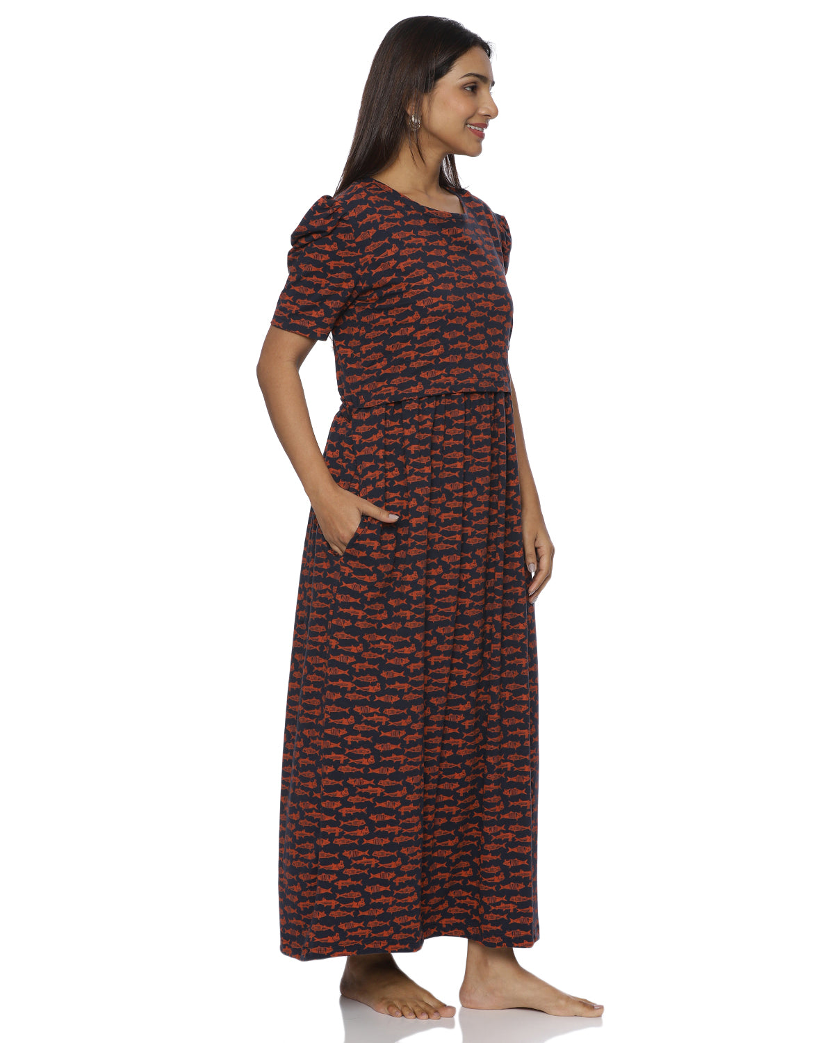 Fishy Zipless Maternity Loungewear ā Full Length