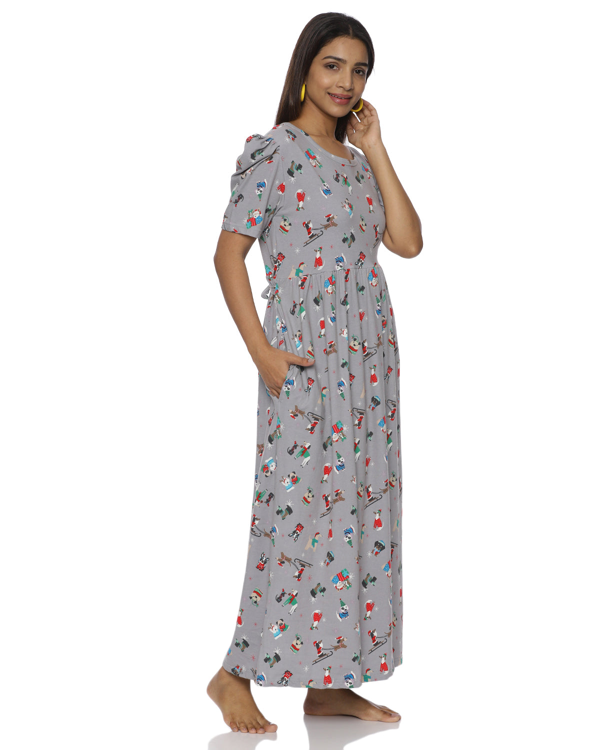 Happy Time | Casual Non-Maternity Loungewear - Puff Sleeve | Full Length