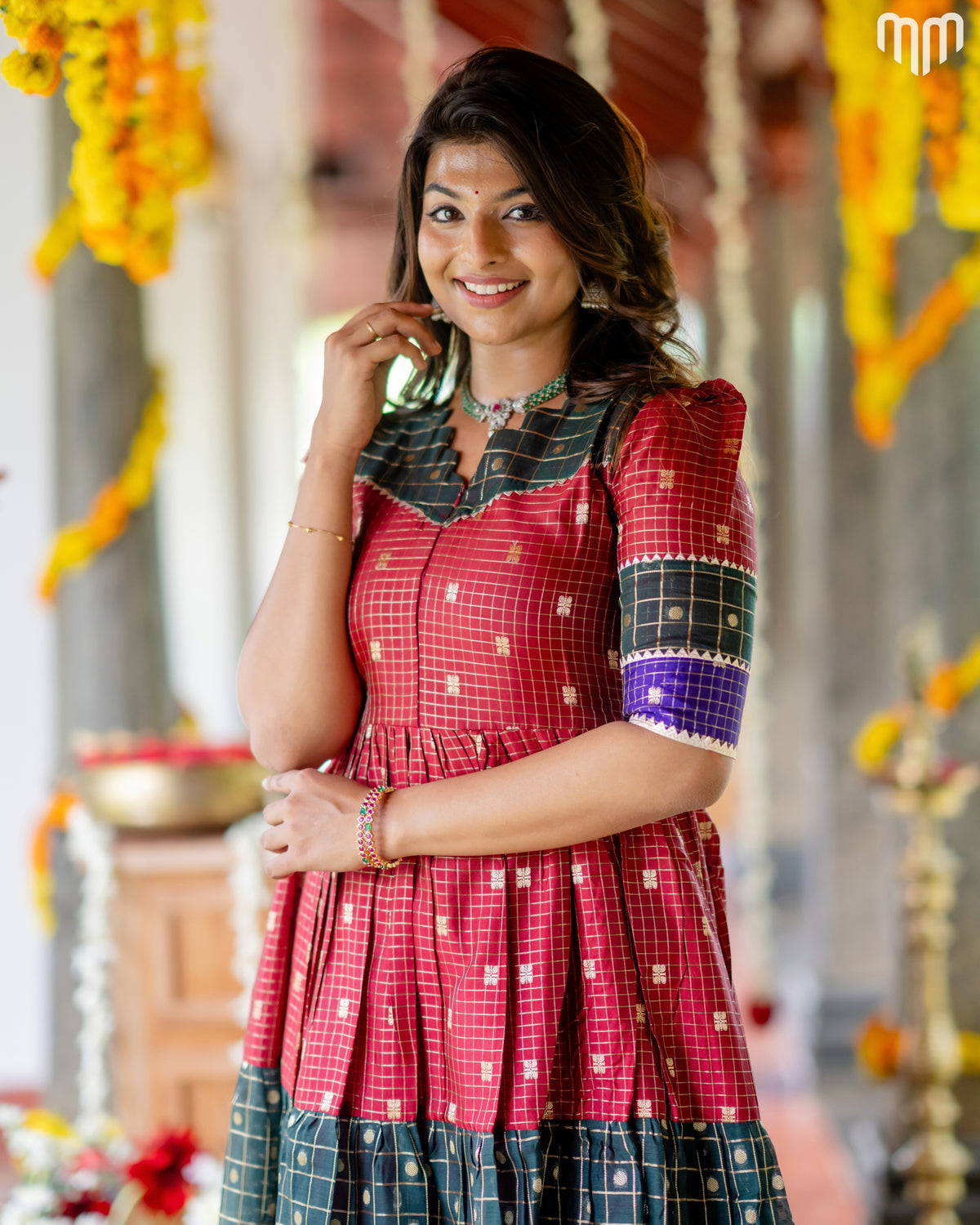 Dhikshana_02 Fancy Silk Maternity Maxi with Full Cotton Lining