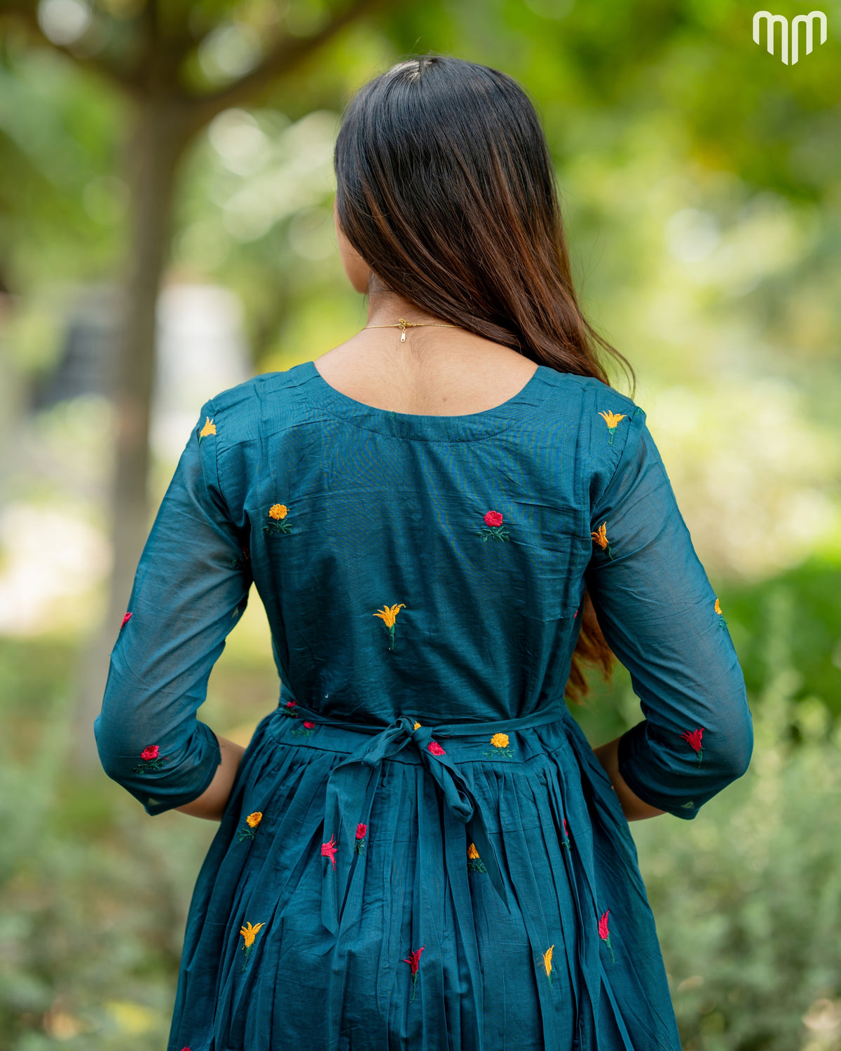 Niram_Teal Chanderi Maternity Maxi with Full Cotton Lining - product image 4 | MMWEAR