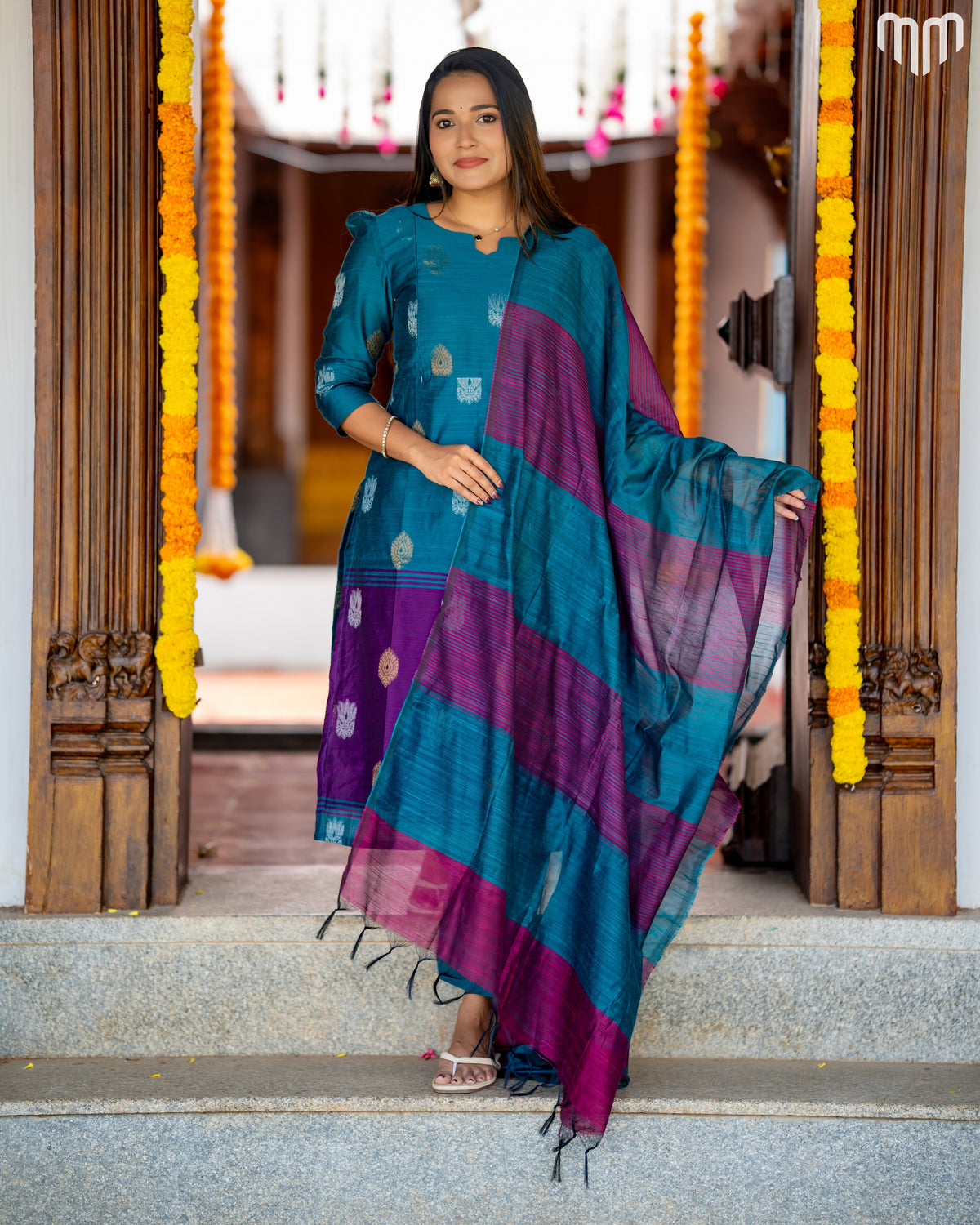 Ezhil_V3 Premium Raw Silk Maternity Kurti Set with top cotton lining