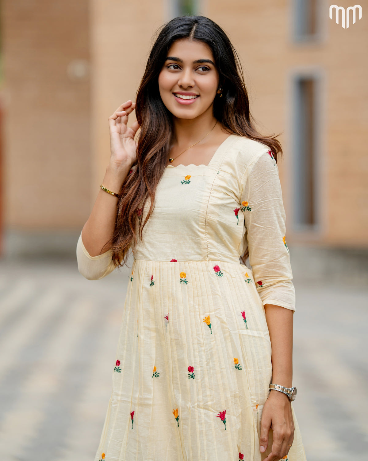 Niram_Off White Chanderi Maternity Maxi with Full Cotton Lining