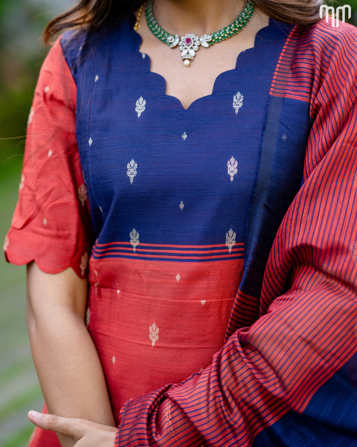Mullai_V4 Premium Raw Silk Maternity Kurti Set with top cotton lining