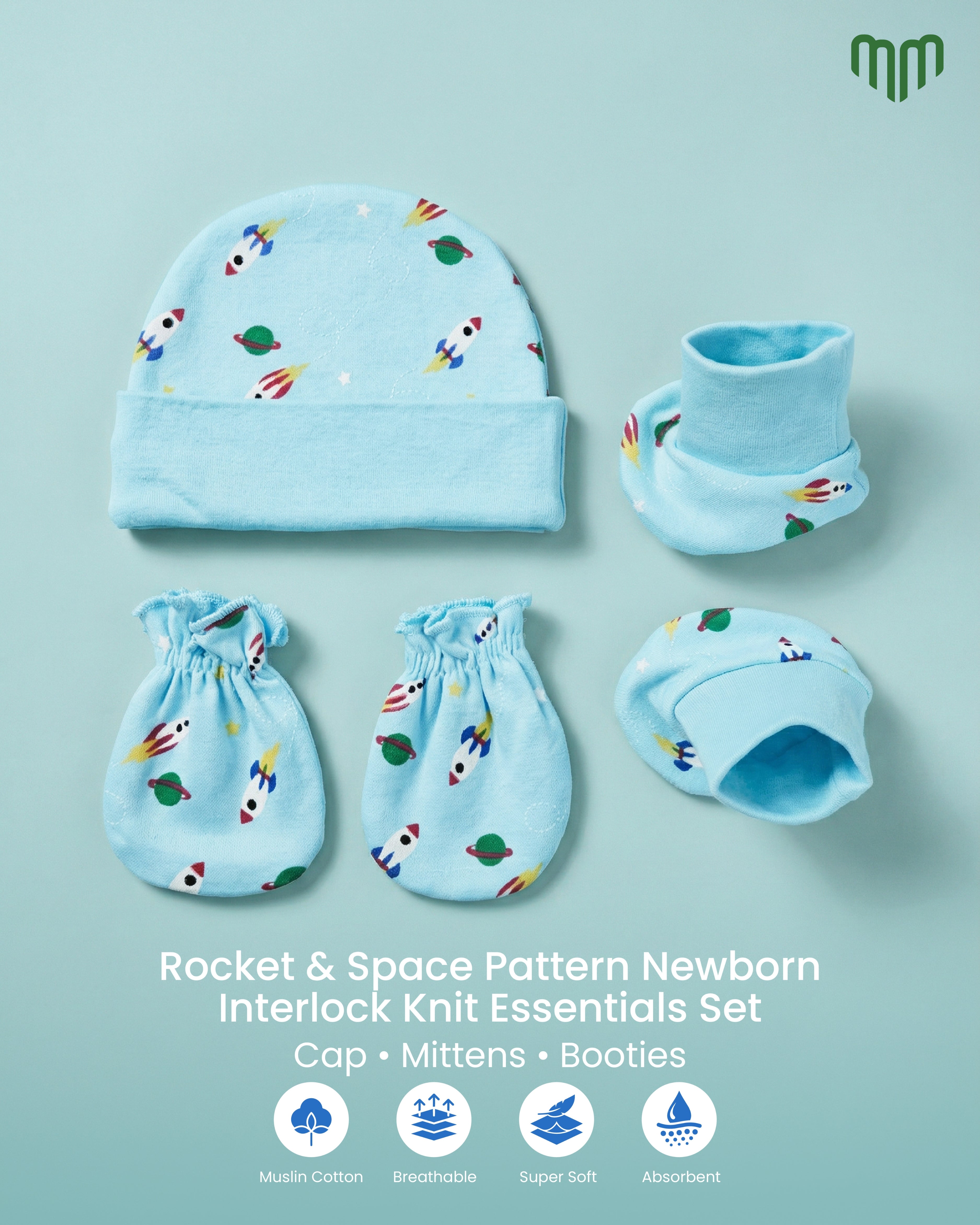 Cap, Mittens and Booties - Pack of 2