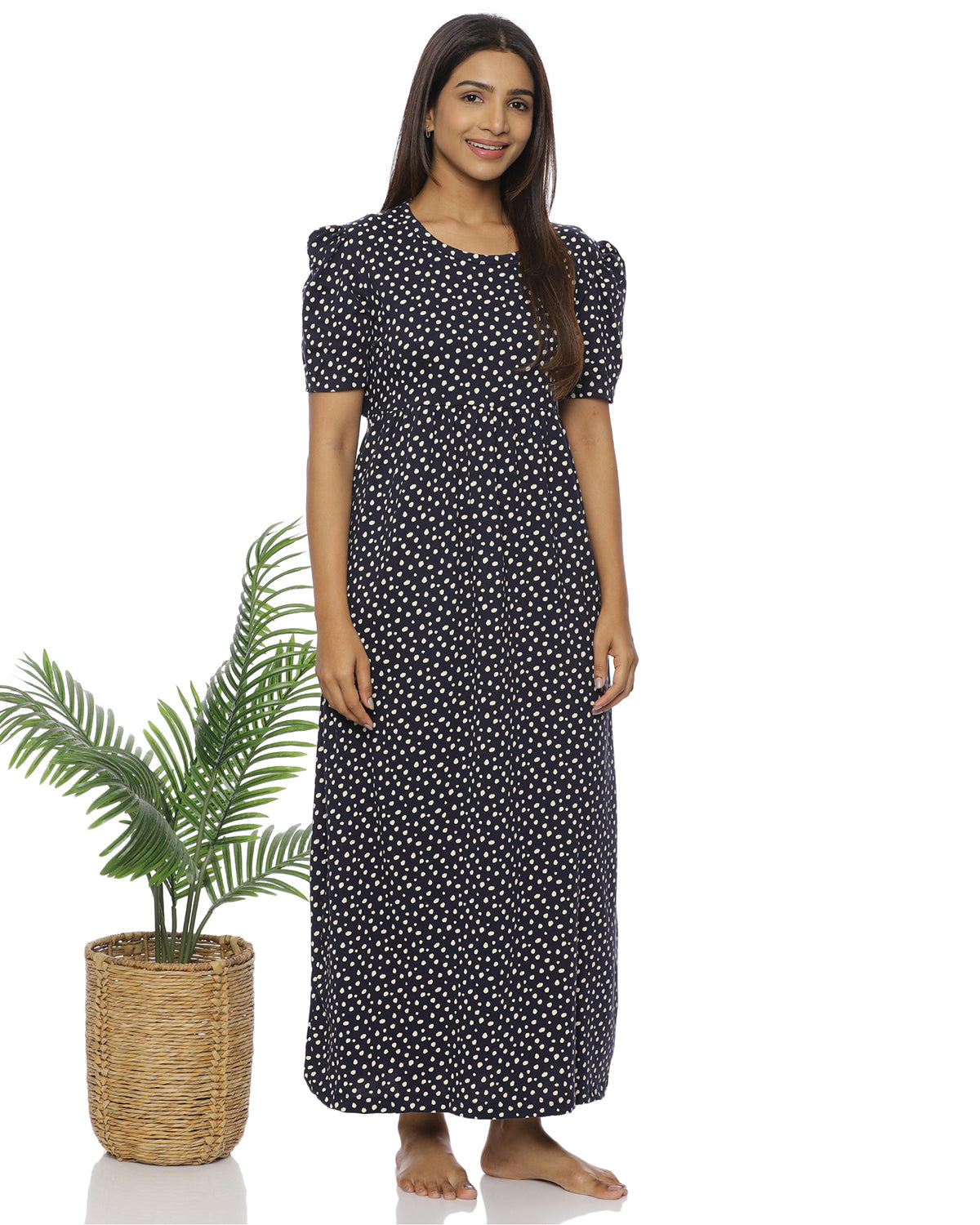 Laya | Casual Non-Maternity Loungewear - Puff Sleeve | Full Length