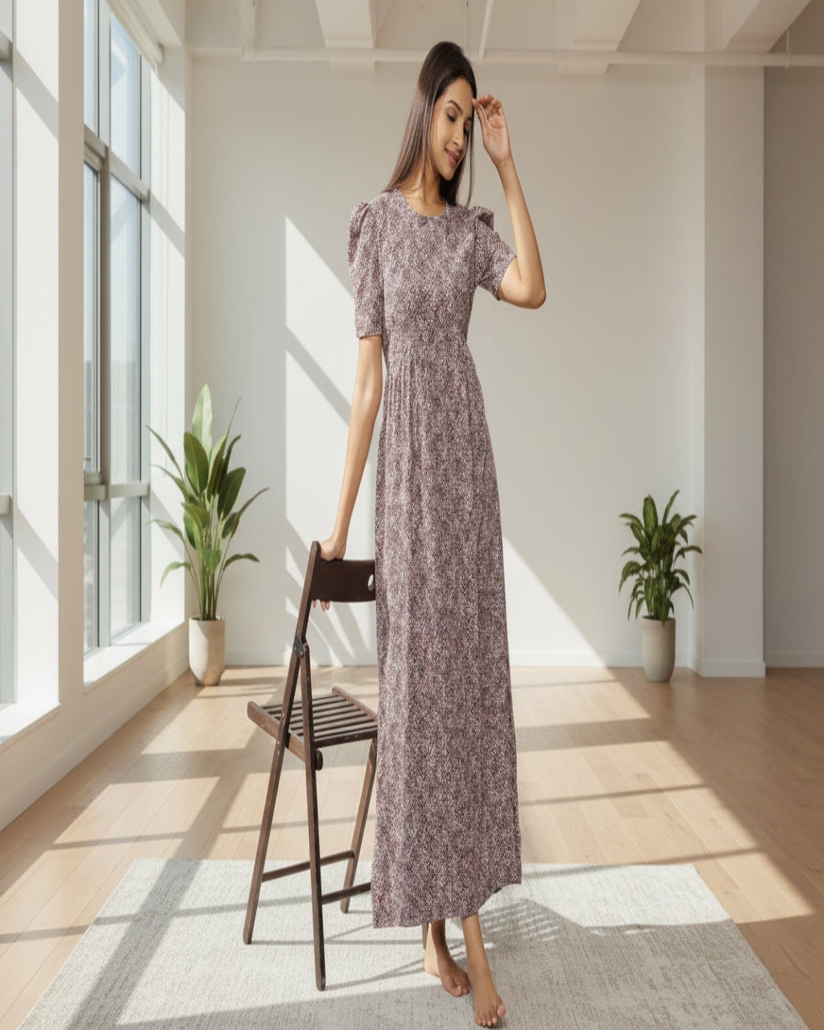 Sahara | Casual Non-Maternity Loungewear - Puff Sleeve | Full Length