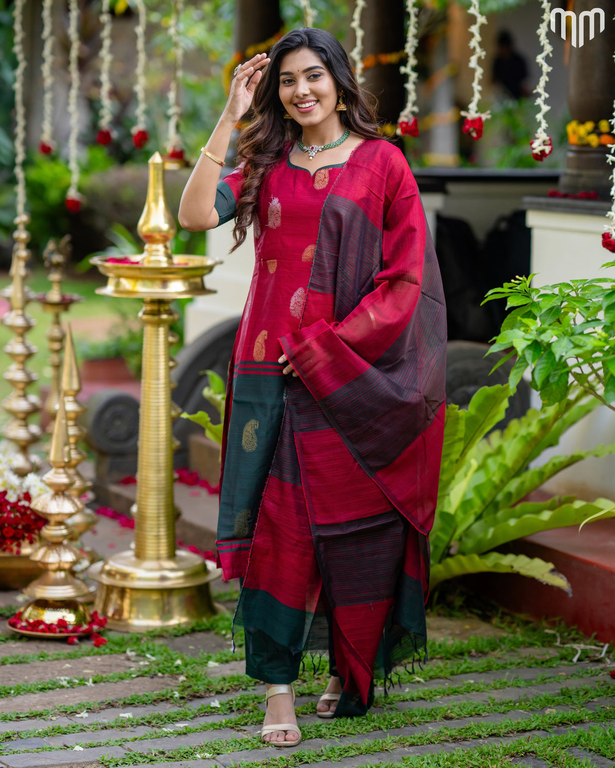 Kayal_V1 Premium Raw Silk Maternity Kurti Set with top cotton lining