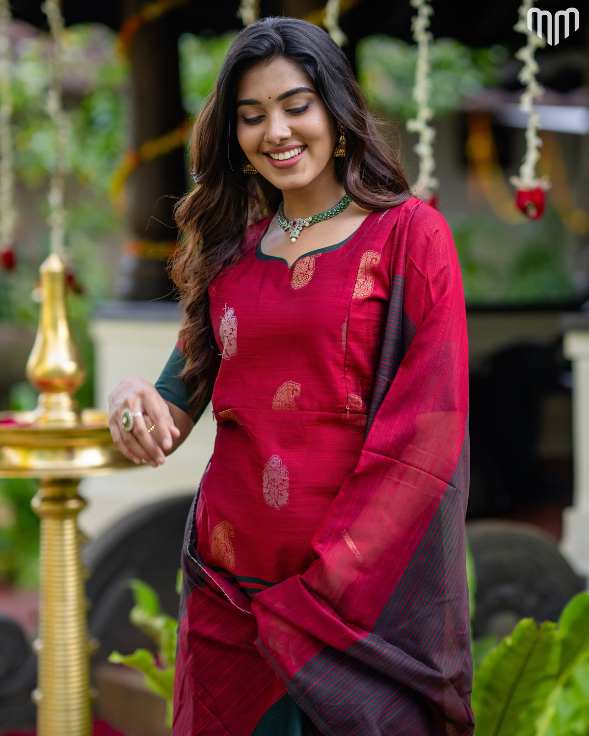 Kayal_V1 Premium Raw Silk Maternity Kurti Set with top cotton lining