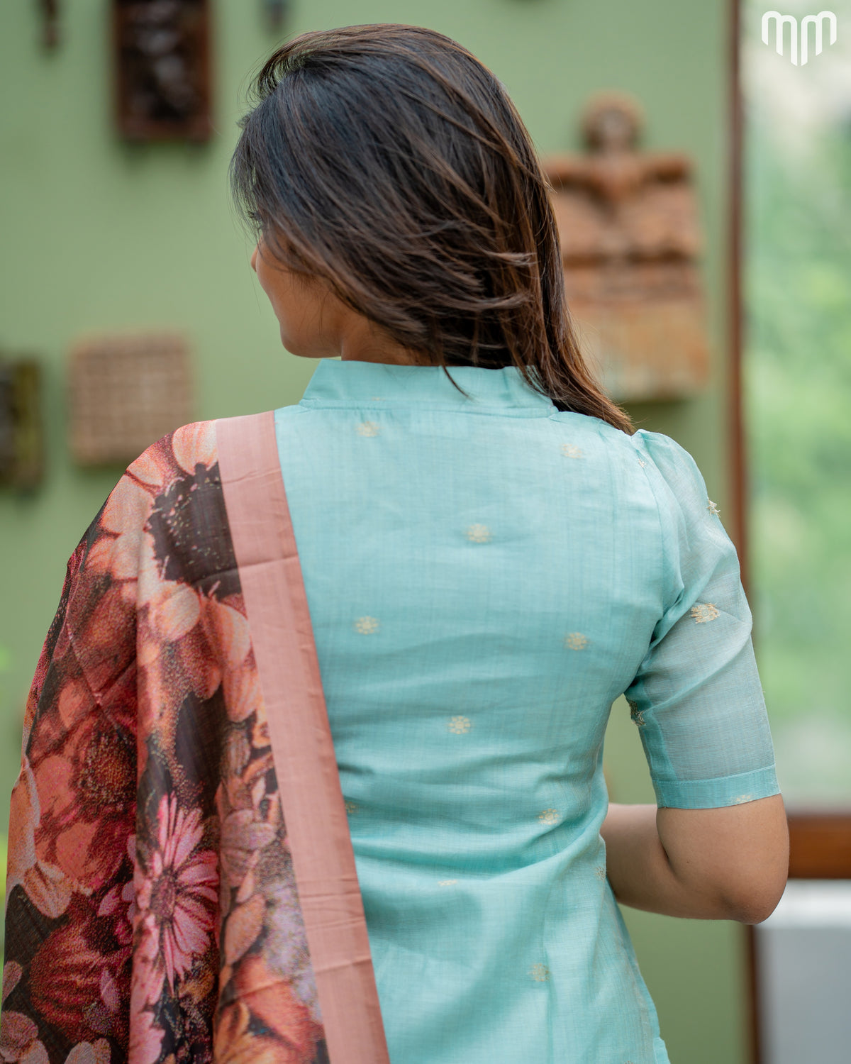 Jamdhani Silk_Blue Maternity Kurti & Dupatta