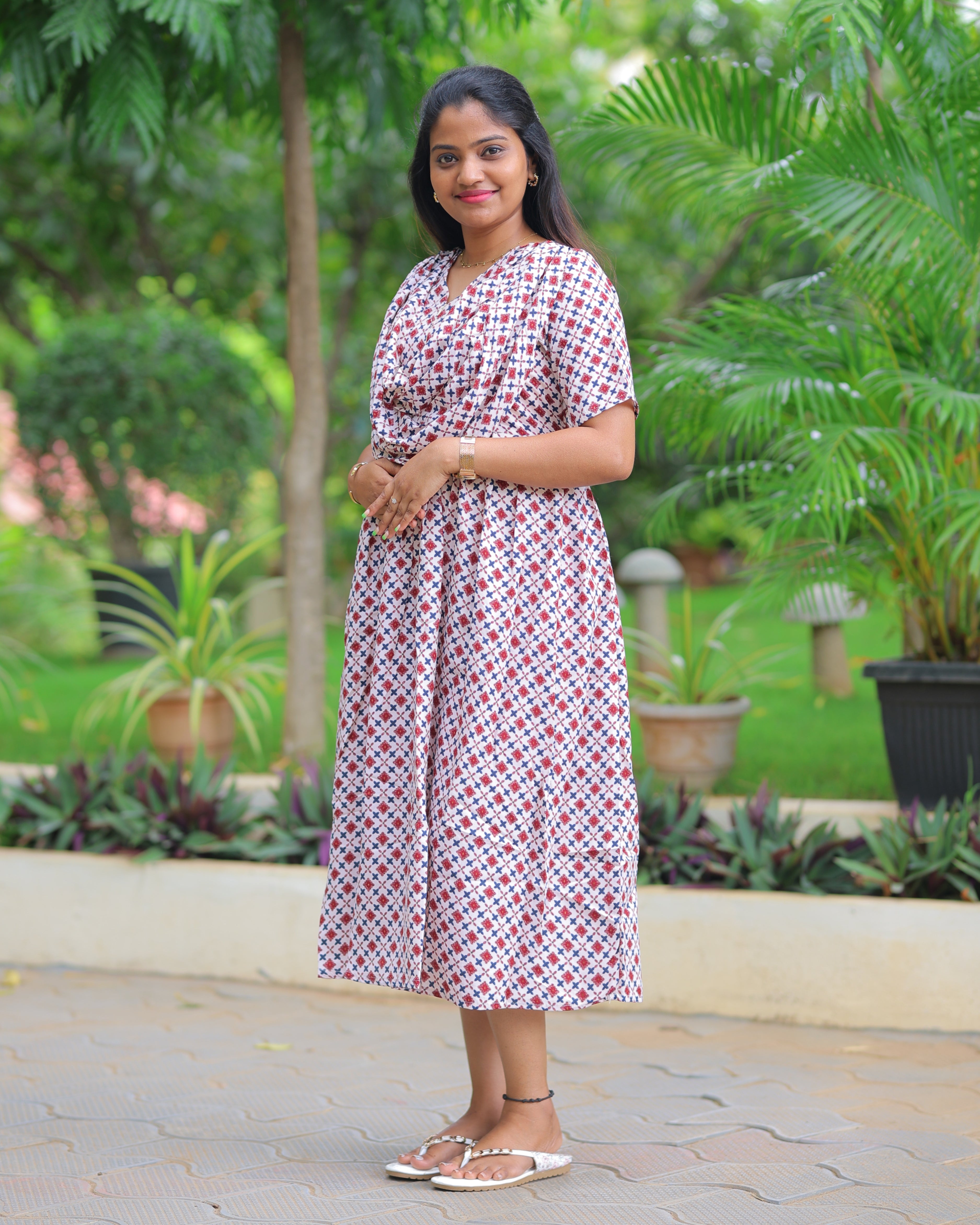 Kayal Dupatta-Attached Maternity Maxi