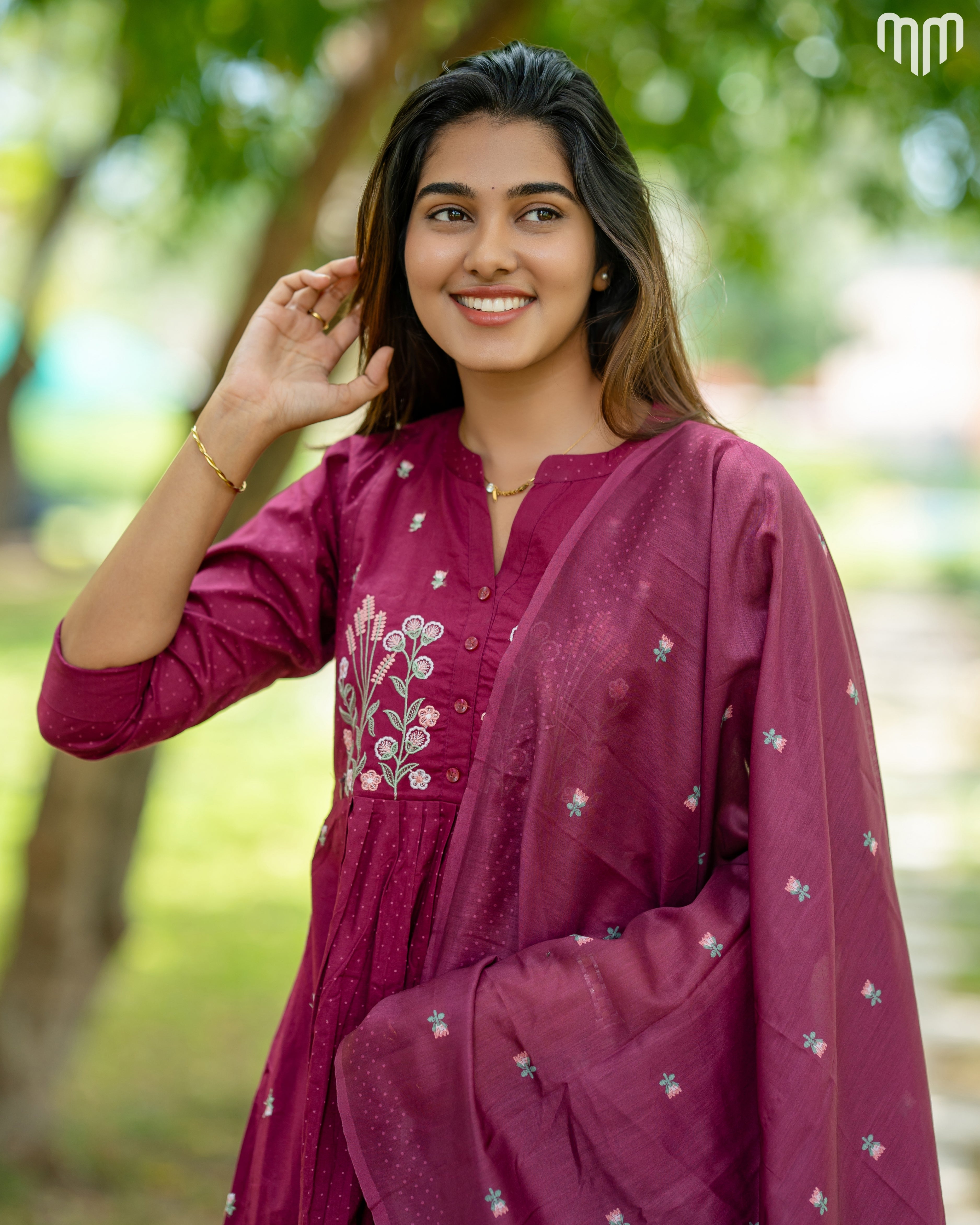 Thulip_Wine Maternity Kurti Set (Top Maxi Style)