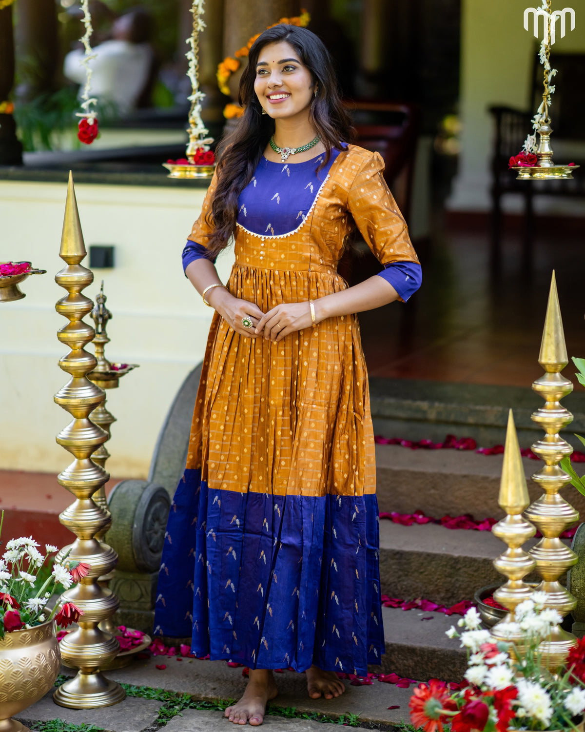 Meenakshi_V1 Silk Maternity Maxi with Full Cotton Lining