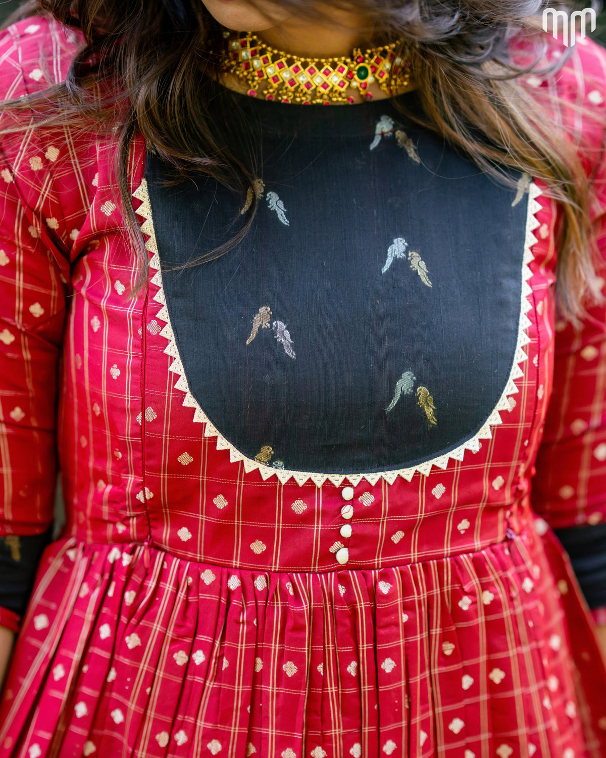 Meenakshi_V2 Silk Maternity Maxi with Full Cotton Lining