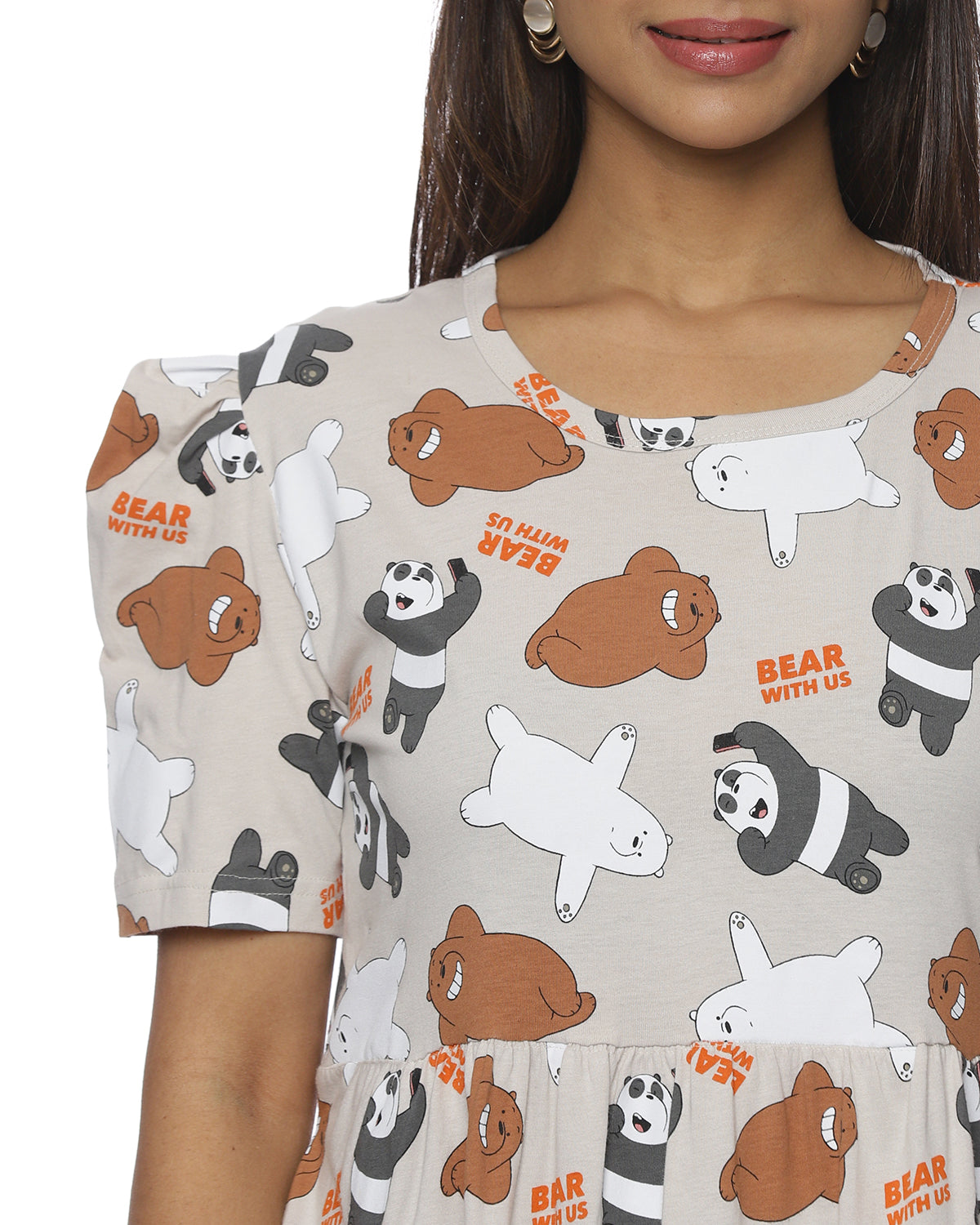 Cute Bear | Casual Non-Maternity Loungewear - Puff Sleeve | Full Length