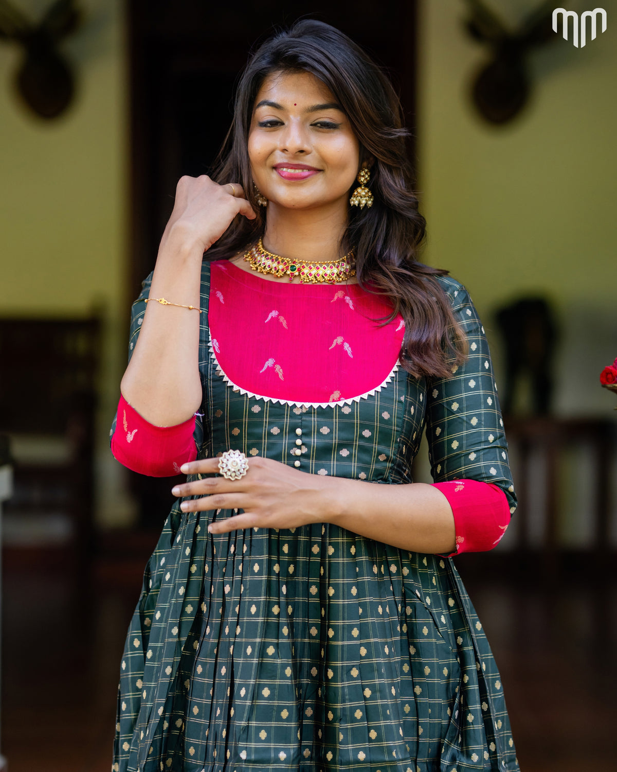 Meenakshi_V4 Silk Maternity Maxi with Full Cotton Lining