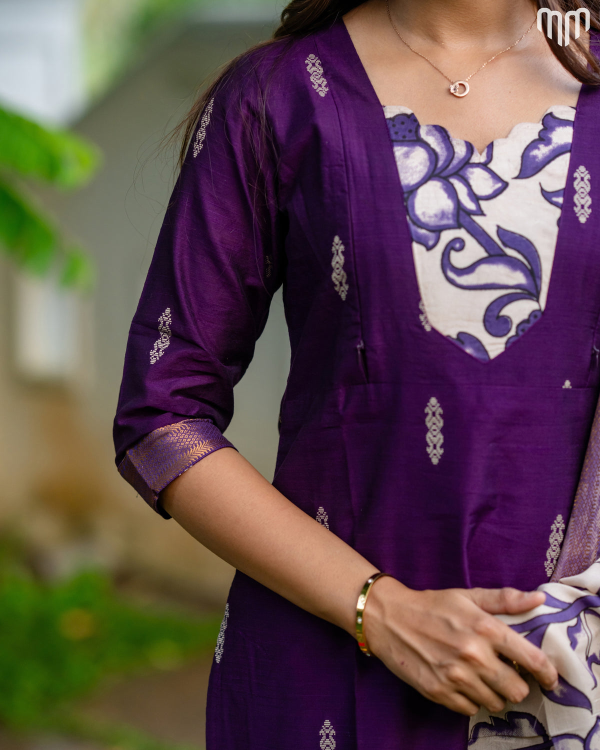 Sindhoori Premium Raw Silk Maternity Kurti Set with top cotton lining