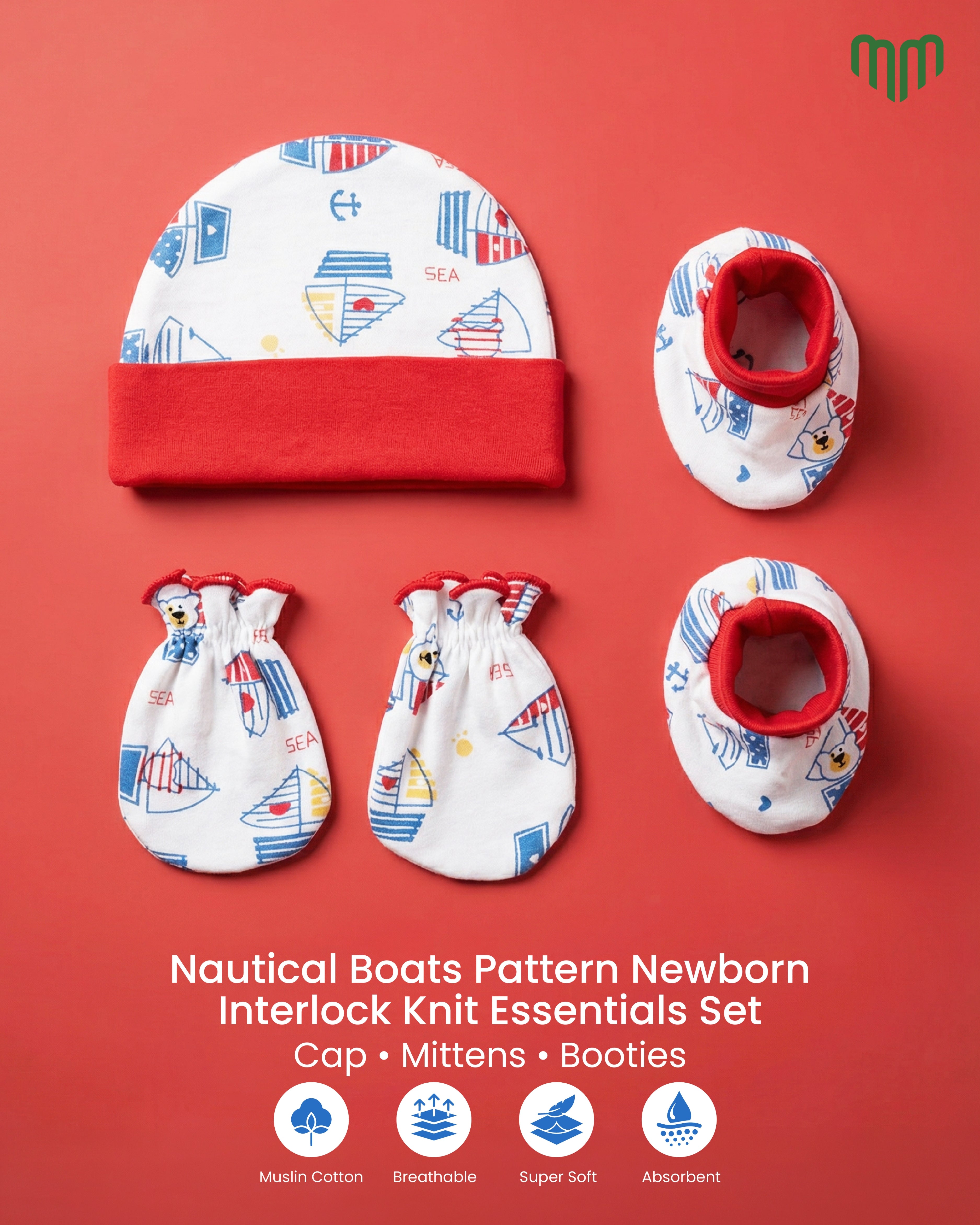 Cap, Mittens and Booties - Pack of 2